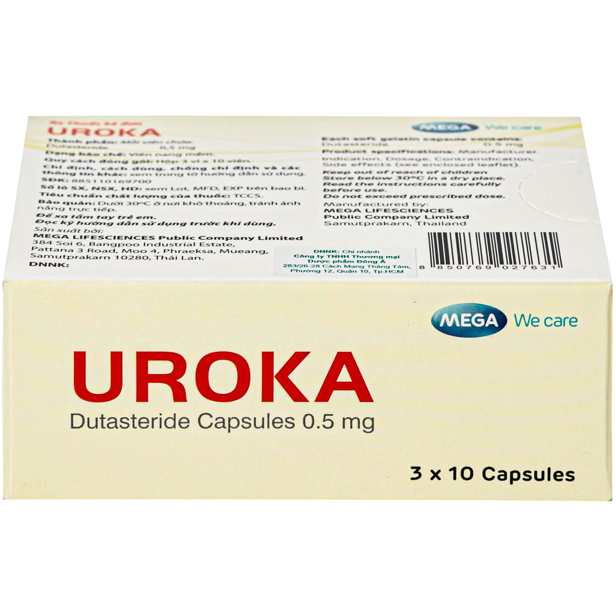 Hình ảnh Thuốc Uroka 0.5mg Điều trị và ngăn tiến triển bệnh tăng sản lành tính tuyến tiền liệt(3 vỉ x 10 viên)