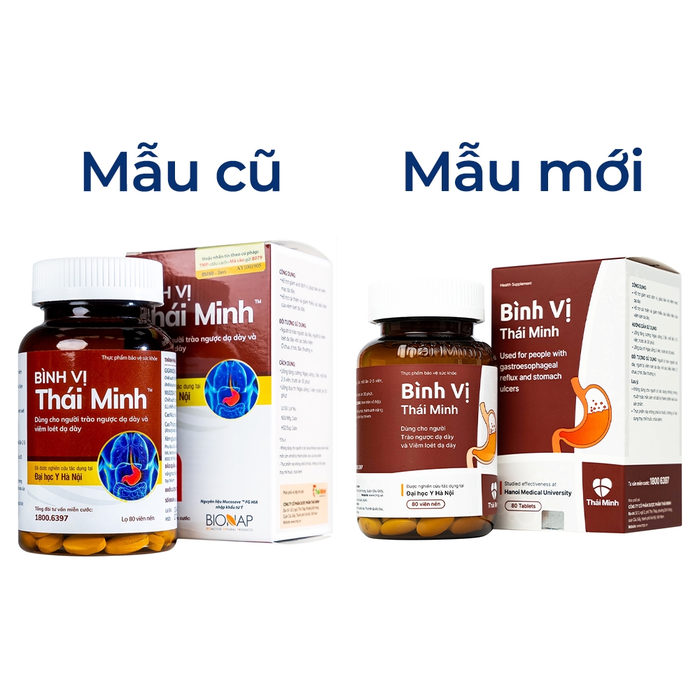 Hình ảnh Viên uống Bình Vị Thái Minh hỗ trợ giảm acid dịch vị, giúp bảo vệ niêm mạc dạ dày (80 viên)