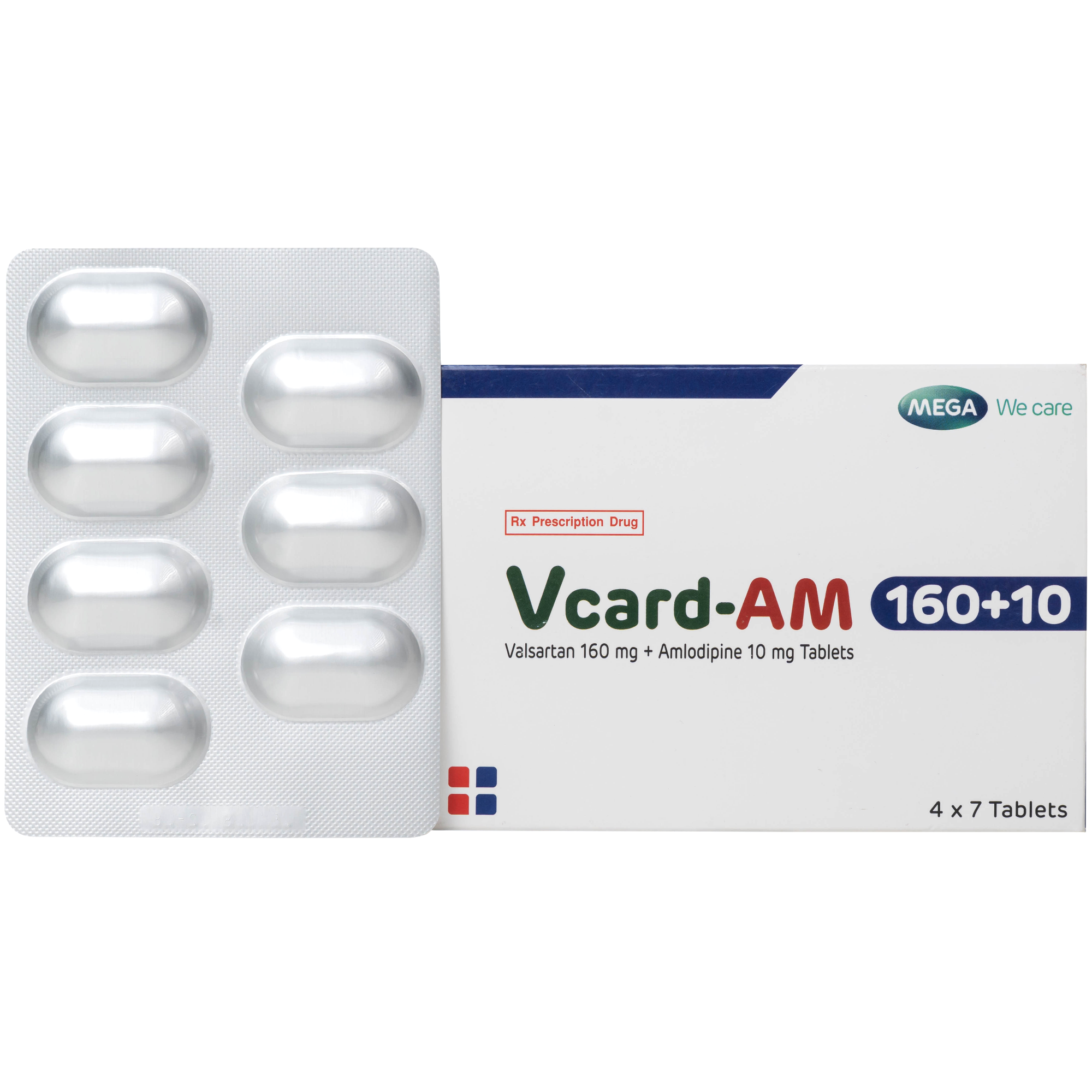 Hình ảnh Thuốc Vcard-am 160/10mg Mega Điều trị tăng huyết áp vô căn (4 vỉ x 7 viên)