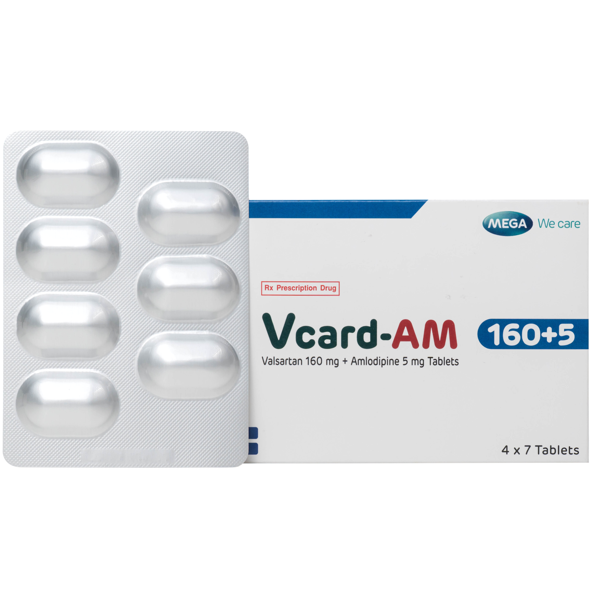 Hình ảnh Thuốc Vcard-am 160/5mg Mega Điều trị tăng huyết áp vô căn (4 vỉ x 7 viên)
