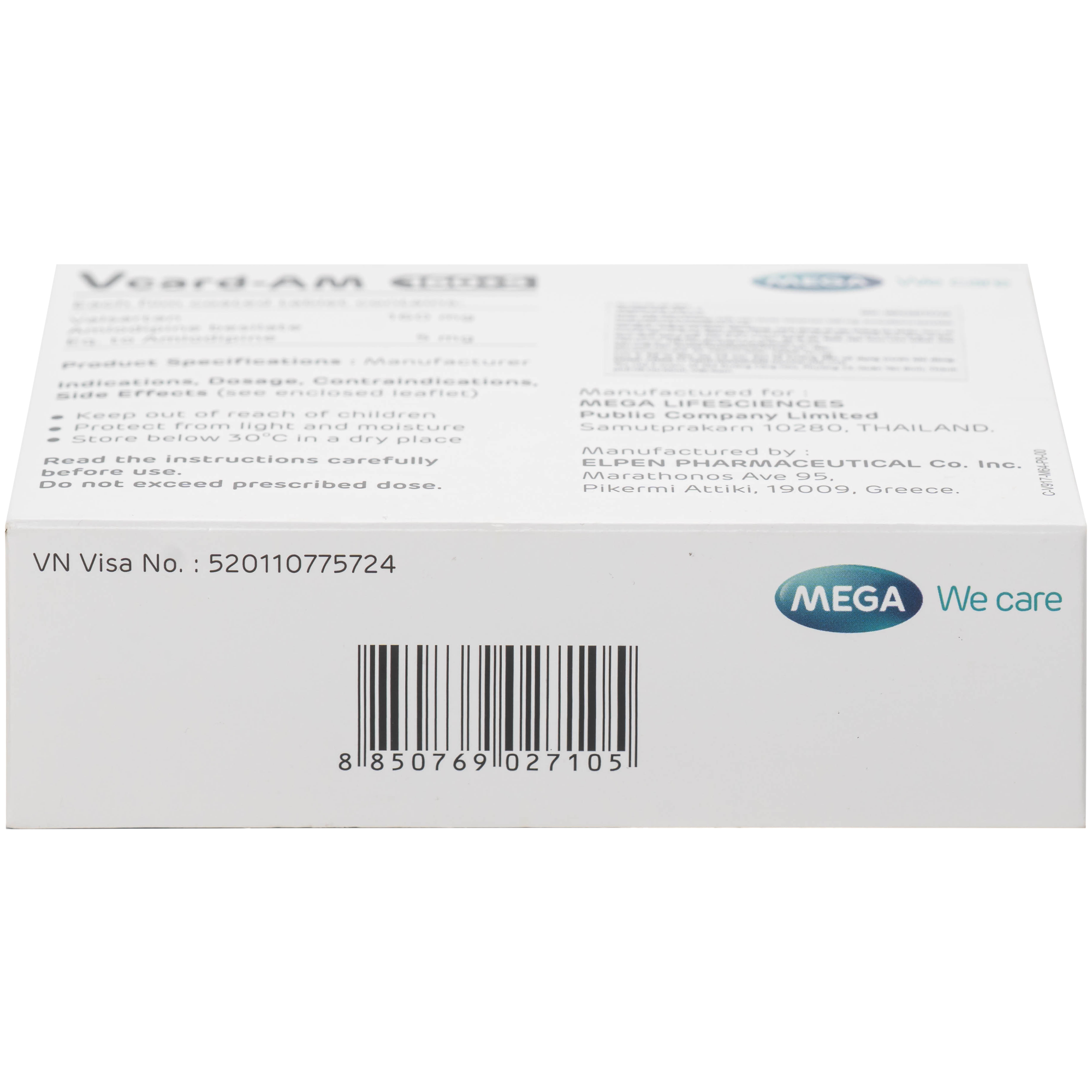 Hình ảnh Thuốc Vcard-am 160/5mg Mega Điều trị tăng huyết áp vô căn (4 vỉ x 7 viên)