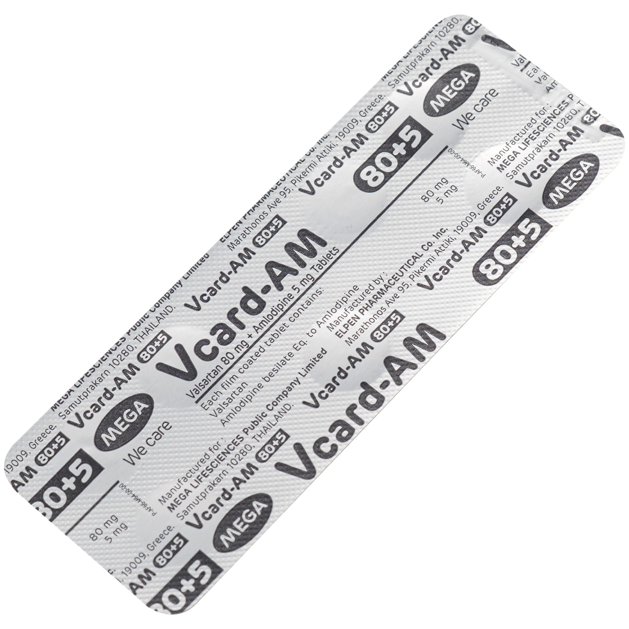 Hình ảnh Thuốc Vcard-am 80+5mg Mega Điều trị tăng huyết áp vô căn (4 vỉ x 7 viên)