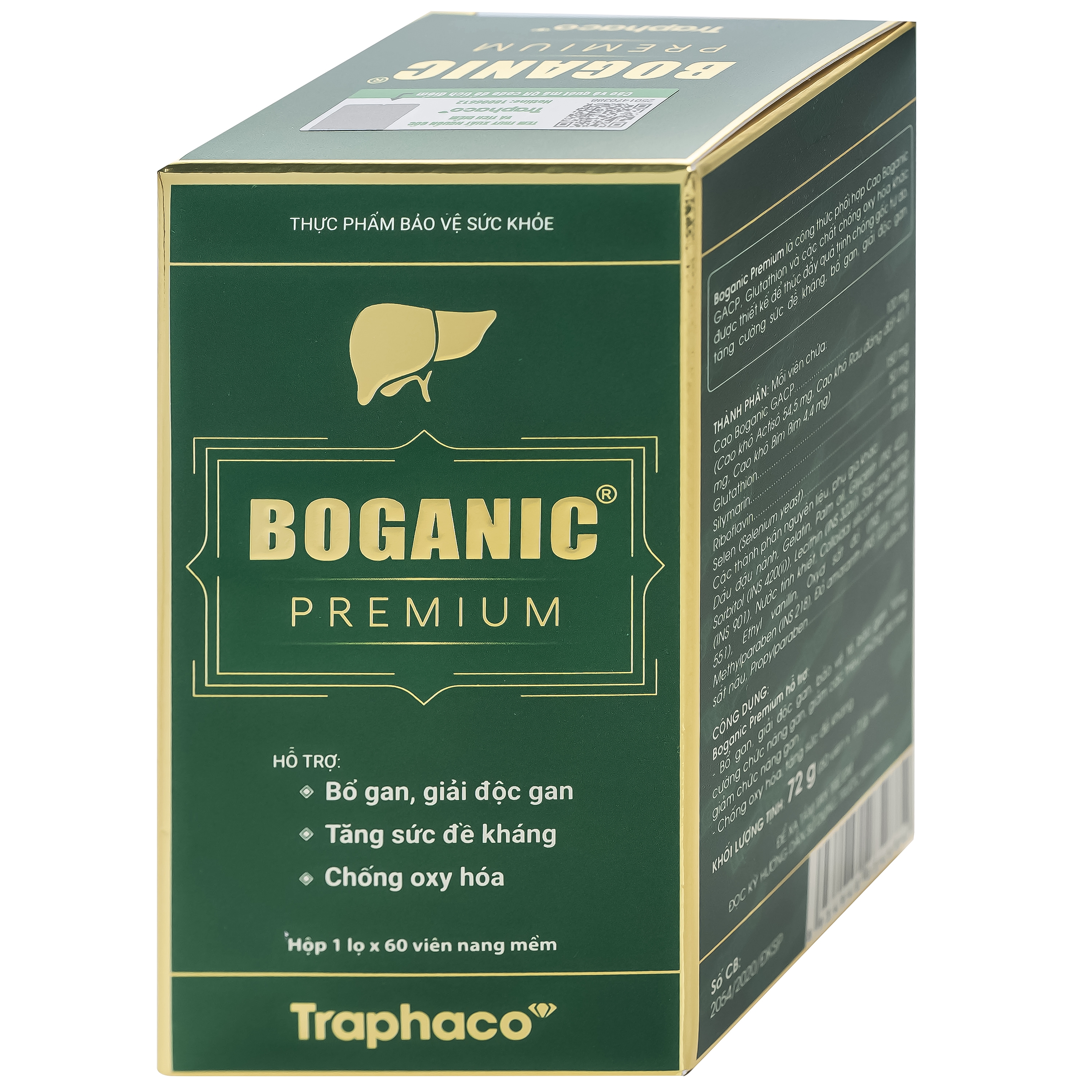 Hình ảnh Viên uống hỗ trợ bổ gan, giải độc gan, bảo vệ tế bào gan, tăng cường chức năng gan Boganic Premium Traphaco (60 viên)