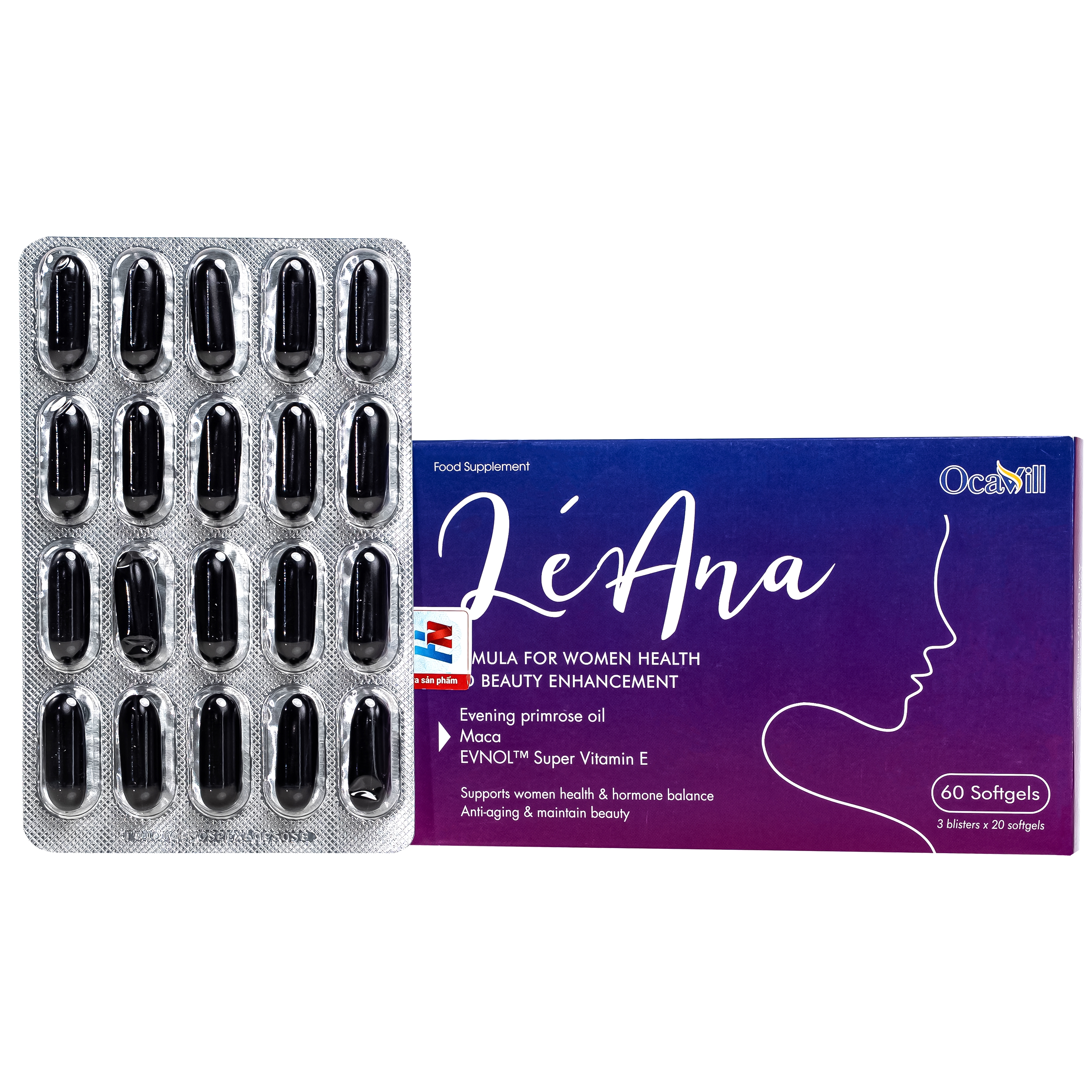 Hình ảnh Viên uống giúp cải thiện triệu chứng tiền mãn kinh, cân bằng nội tiết tố, hạn chế lão hóa, giúp đẹp da Léana Ocavill(3 vỉ x 20 viên)