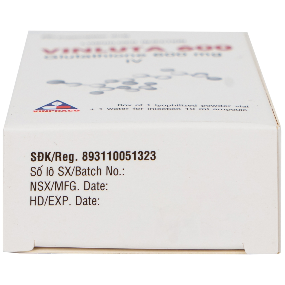 Hình ảnh Thuốc tiêm Vinluta 600 Vinphaco giảm độc tính của xạ trị và hóa chất điều trị ung thư (1 lọ bột + 1 ống nước cất tiêm 10ml)