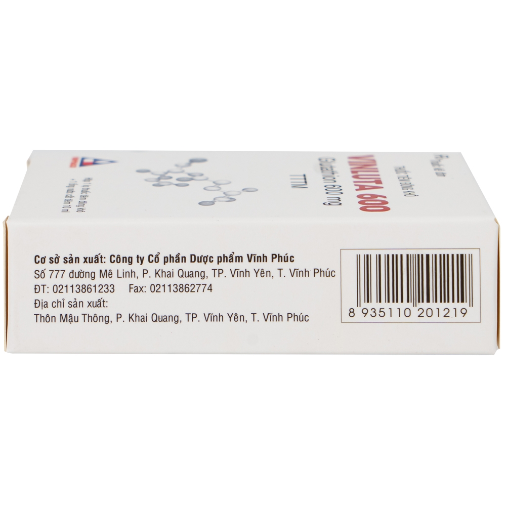 Hình ảnh Thuốc tiêm Vinluta 600 Vinphaco giảm độc tính của xạ trị và hóa chất điều trị ung thư (1 lọ bột + 1 ống nước cất tiêm 10ml)