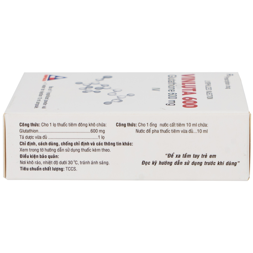 Hình ảnh Thuốc tiêm Vinluta 600 Vinphaco giảm độc tính của xạ trị và hóa chất điều trị ung thư (1 lọ bột + 1 ống nước cất tiêm 10ml)