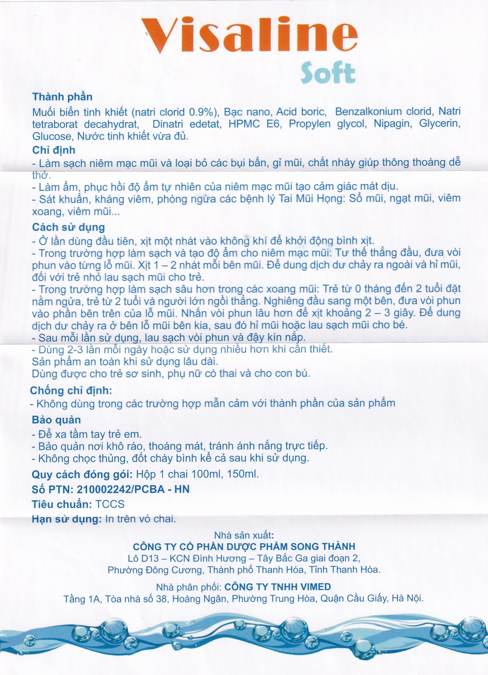 Hình ảnh Dung dịch vệ sinh mũi Visaline Soft 100ml làm sạch niêm mạc mũi và loại bỏ các bụi bẩn, gỉ mũi