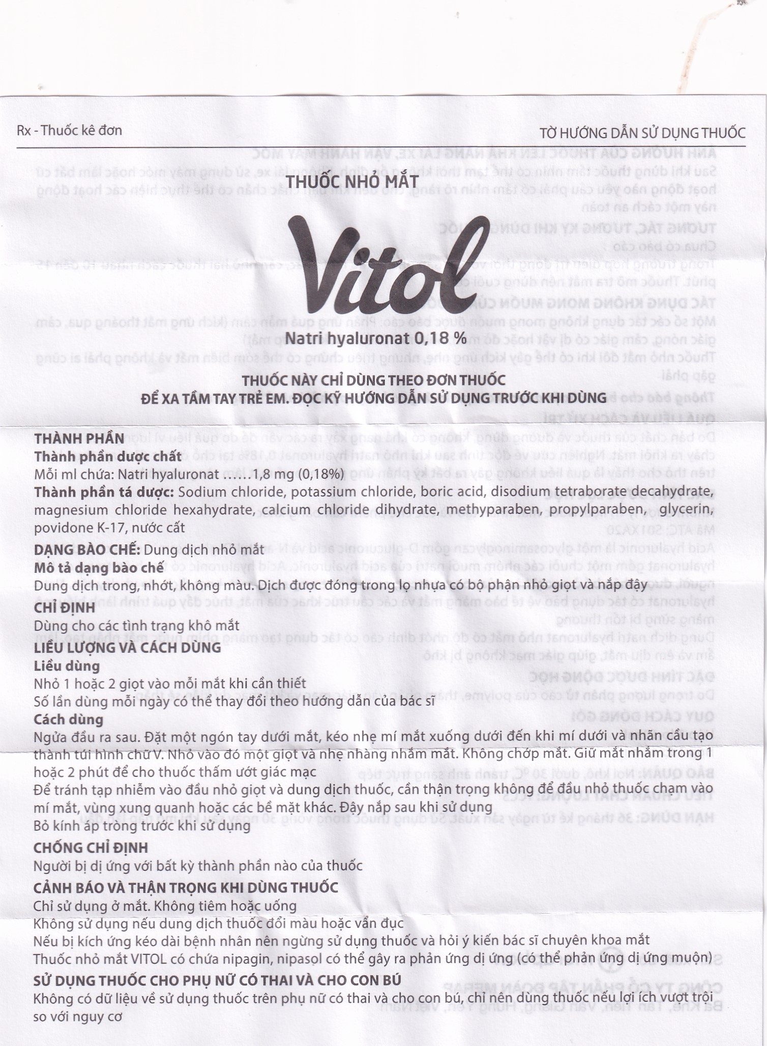 Hình ảnh Thuốc nhỏ mắt Vitol 12ml Merap dùng cho các tình trạng khô mắt