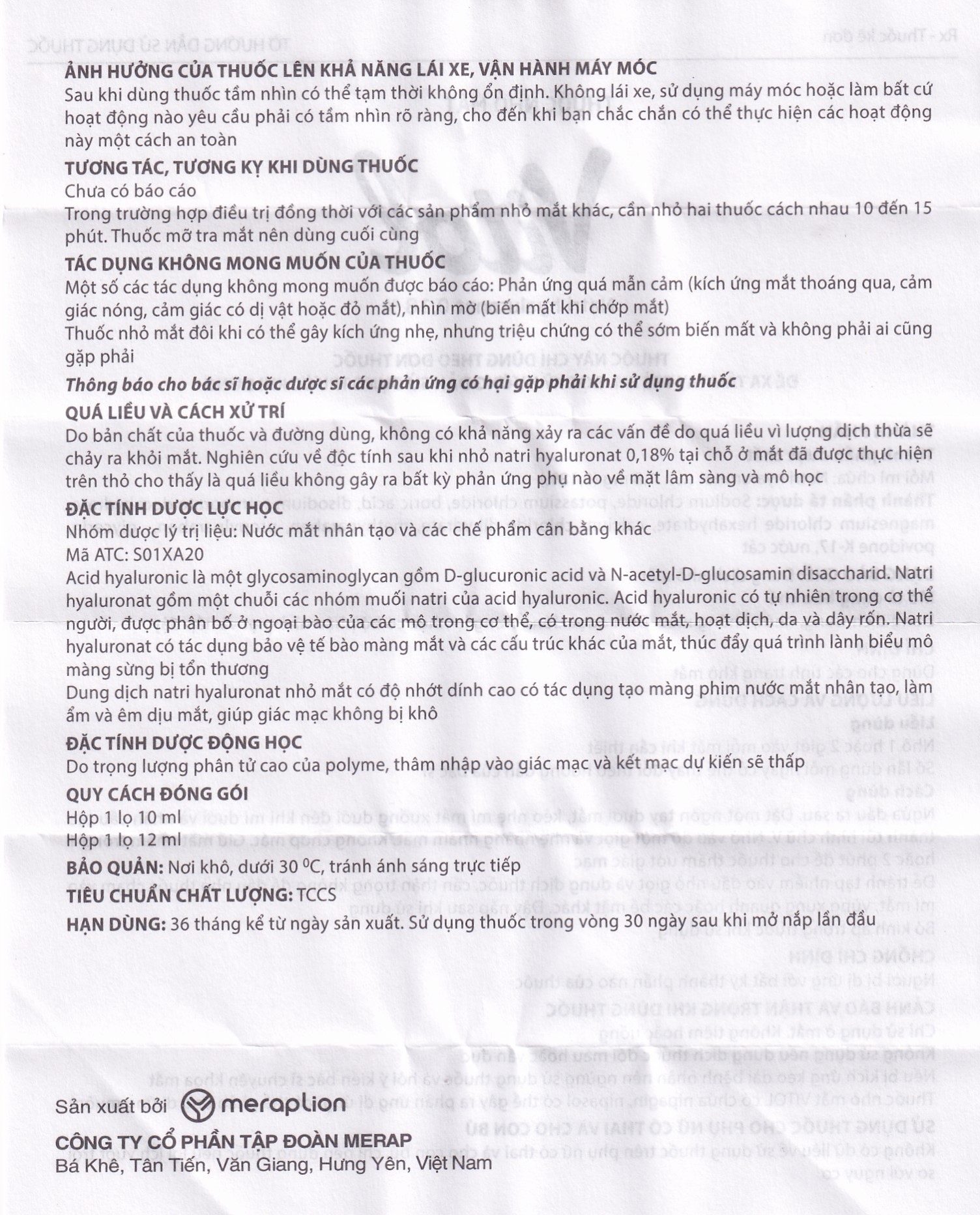 Hình ảnh Thuốc nhỏ mắt Vitol 12ml Merap dùng cho các tình trạng khô mắt