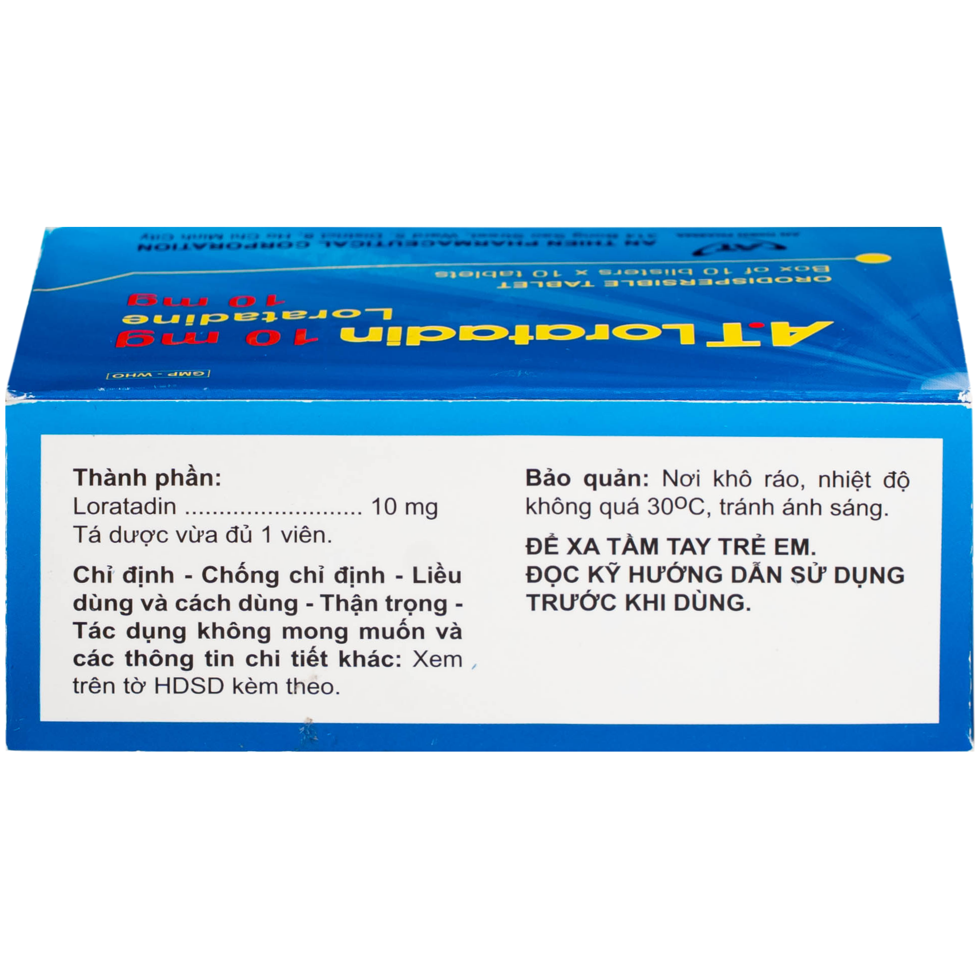 Hình ảnh Viên nén phân tán trong miệng Loratadin 10mg An Thiên điều trị viêm mũi dị ứng, mề đay (10 vỉ x 10 viên)