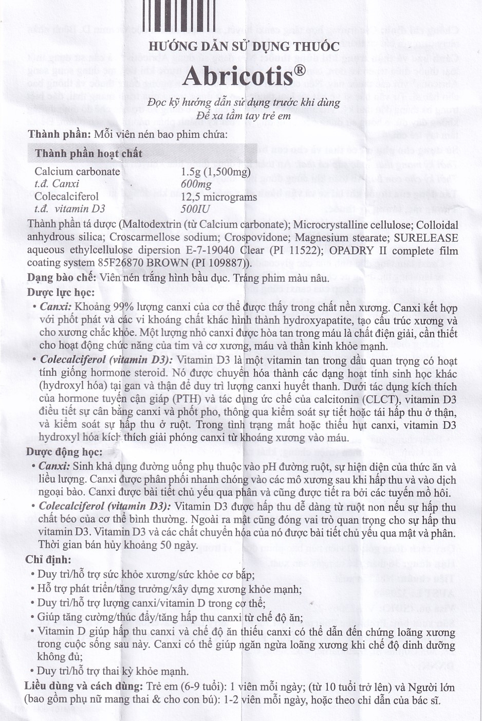 Hình ảnh Thuốc Abricotis Probiotec hỗ trợ sức khỏe xương, cơ bắp, bổ sung canxi (6 vỉ x 10 viên)