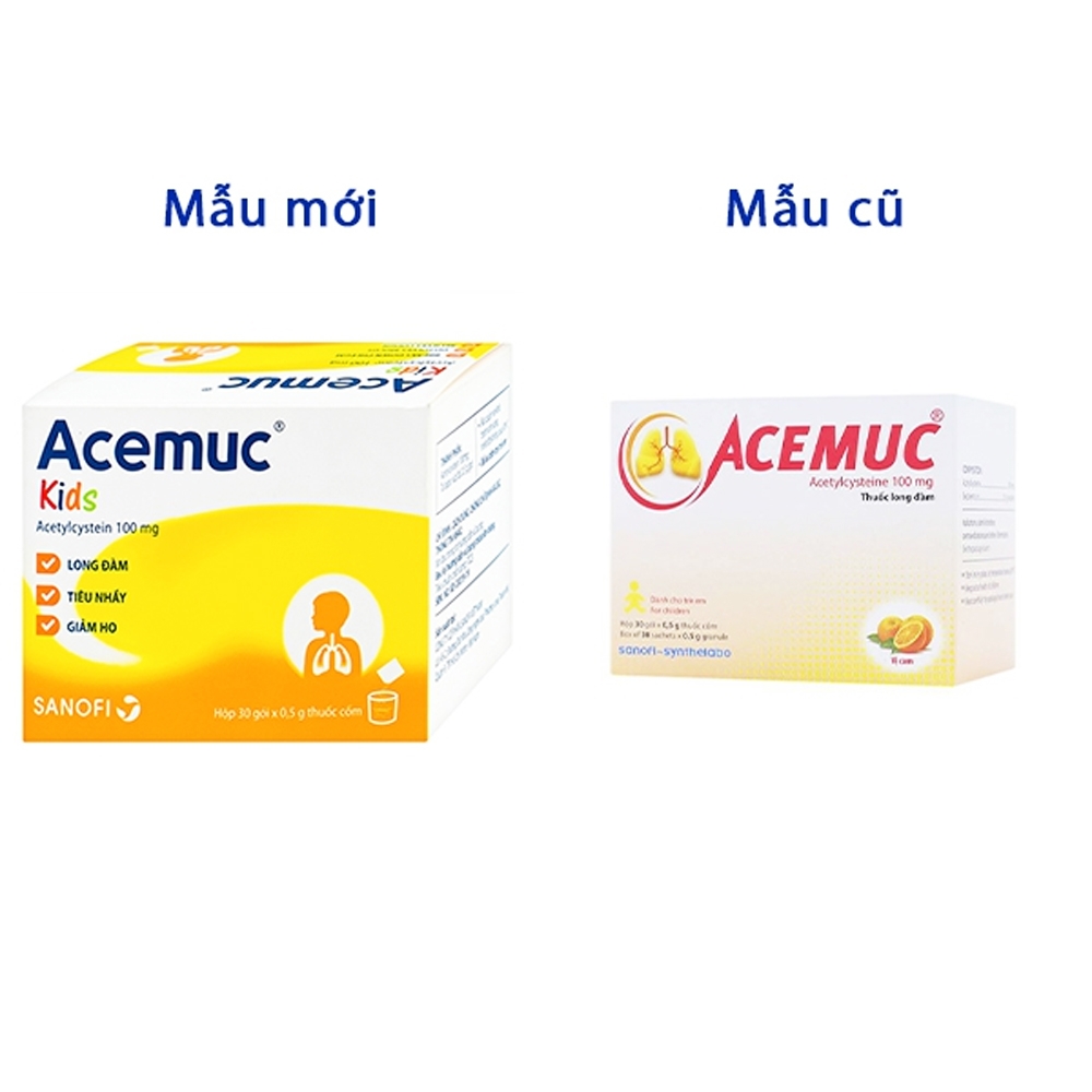 Hình ảnh Thuốc cốm Acemuc Kids 100mg Sanofi long đàm, tiêu nhầy, giảm ho (30 gói x 0.5g)