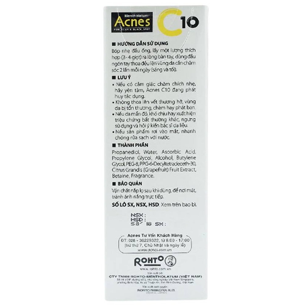 Hình ảnh Dung dịch Acnes C10 Rohto mờ sẹo, thâm, hỗ trợ giảm nám, tàn nhang (15ml)