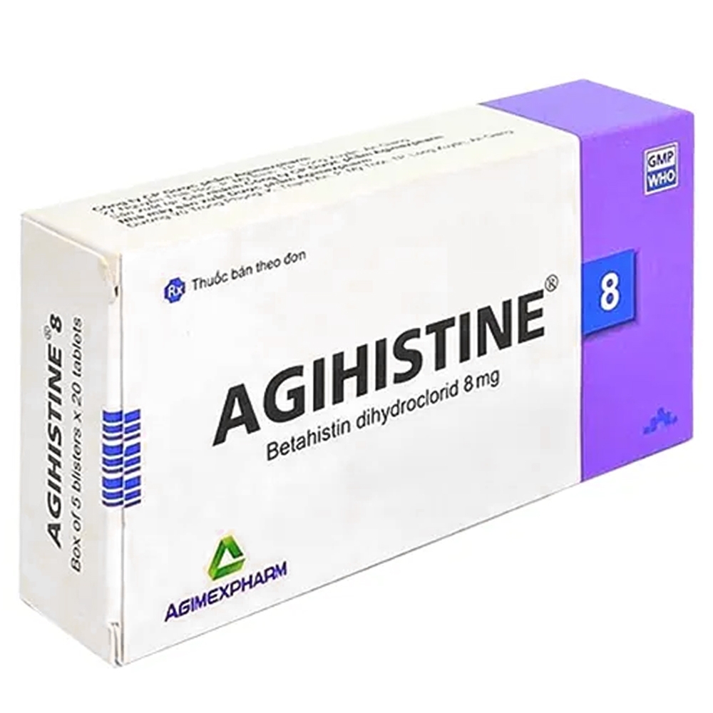Hình ảnh Thuốc Agihistine 8 Agimexpharm điều trị hội chứng Ménière (5 vỉ x 20 viên)
