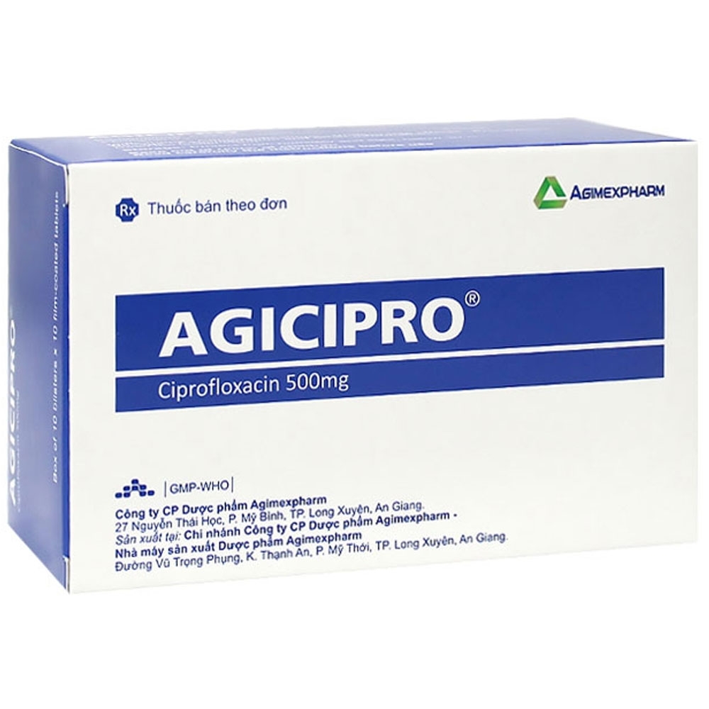Hình ảnh Thuốc Agicipro 500mg Agimexpharm dùng trong các bệnh nhiễm khuẩn, viêm đường tiết niệu (10 vỉ x 10 viên)