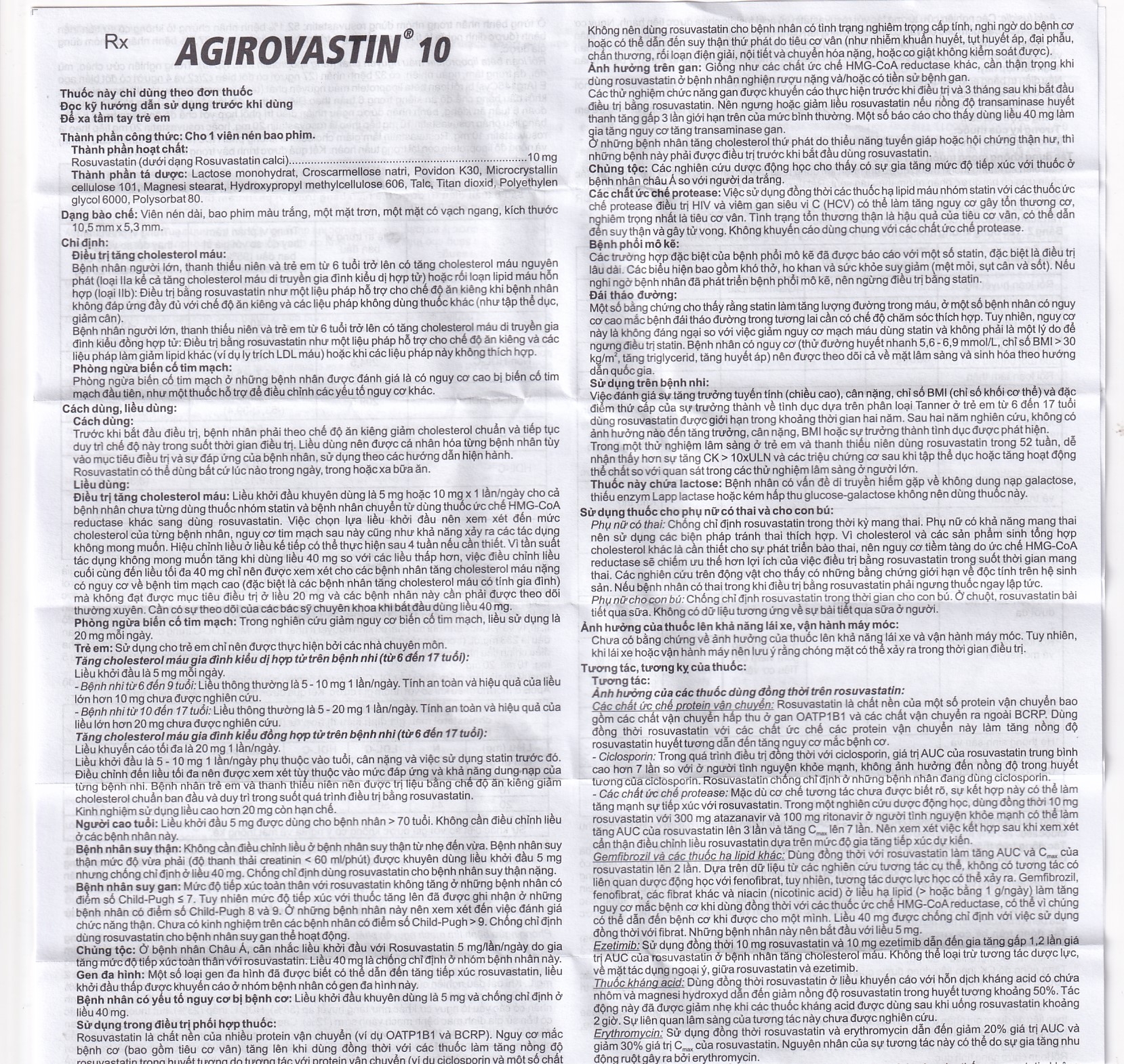 Hình ảnh Thuốc Agirovastin 10 Agimexpharm điều trị tăng cholesterol máu (6 vỉ x 10 viên)