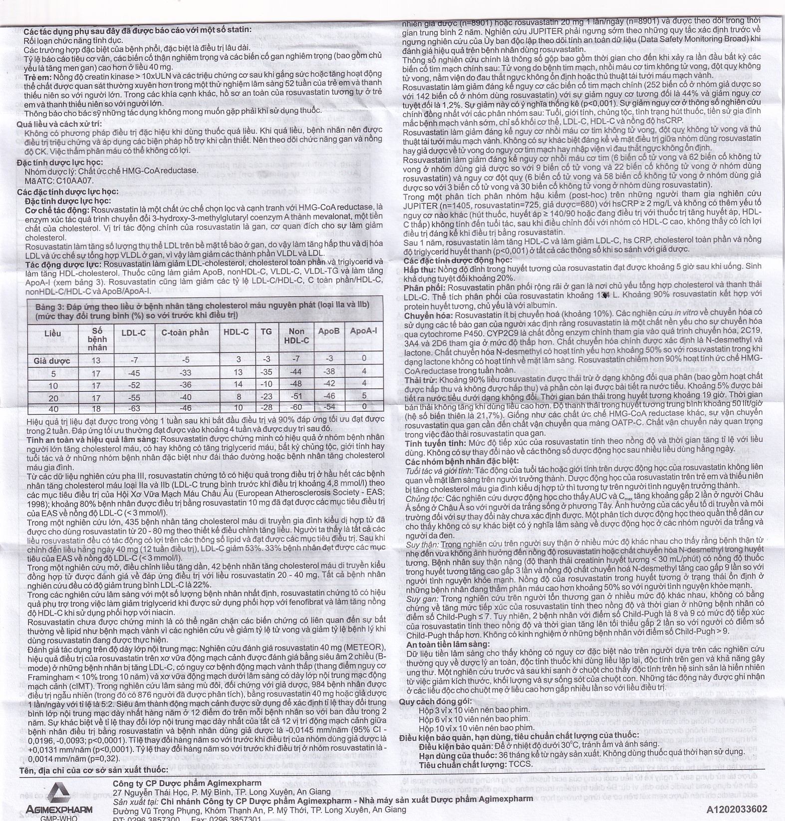 Hình ảnh Thuốc Agirovastin 10 Agimexpharm điều trị tăng cholesterol máu (6 vỉ x 10 viên)