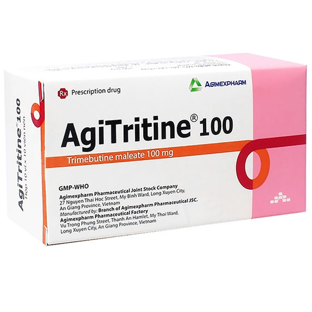 Hình ảnh Thuốc AgiTritine 100 Agimexpharm điều trị chứng đau do rối loạn chức năng của ống tiêu hóa và đường mật (10 vỉ x 10 viên)