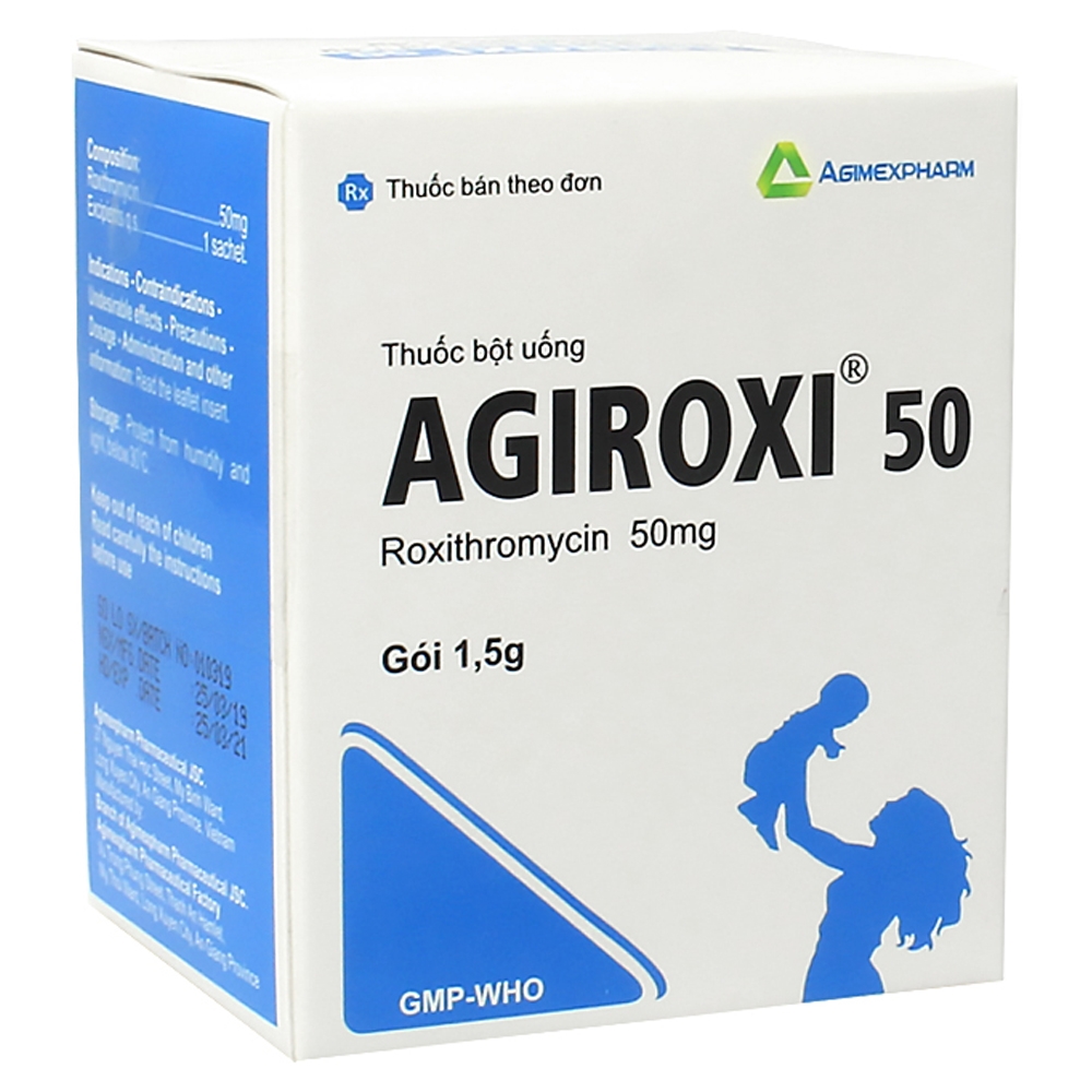 Hình ảnh Thuốc Agiroxi 50 Agimexpharm điều trị nhiễm khuẩn do Mycoplasma pneumoniae (20 gói x 1.5g)
