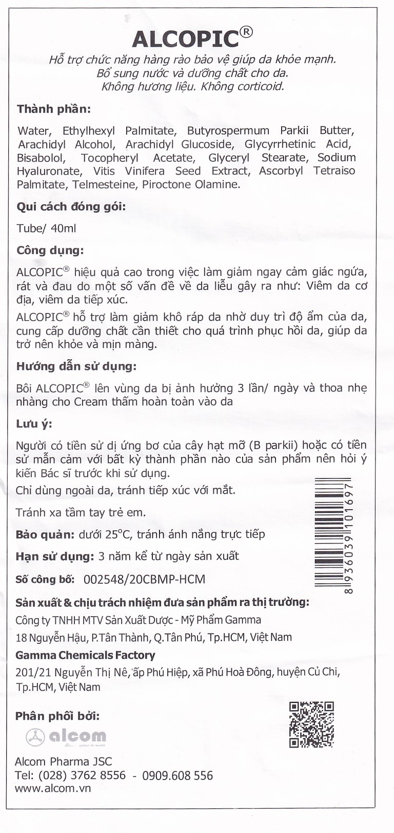 Hình ảnh Kem Alcopic Gamma giảm ngứa, rát, đau do viêm da cơ địa, viêm da tiếp xúc (40ml)