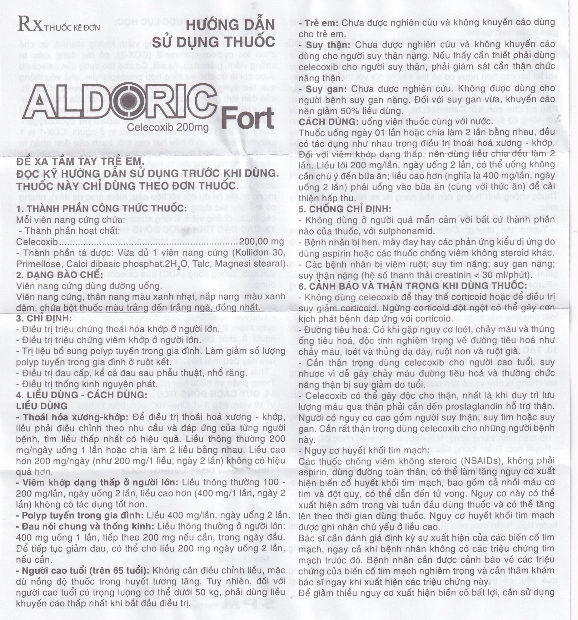 Hình ảnh Thuốc Aldoric Fort 200mg S.P.M điều trị thoái hóa khớp, viêm khớp (3 vỉ x 10 viên)