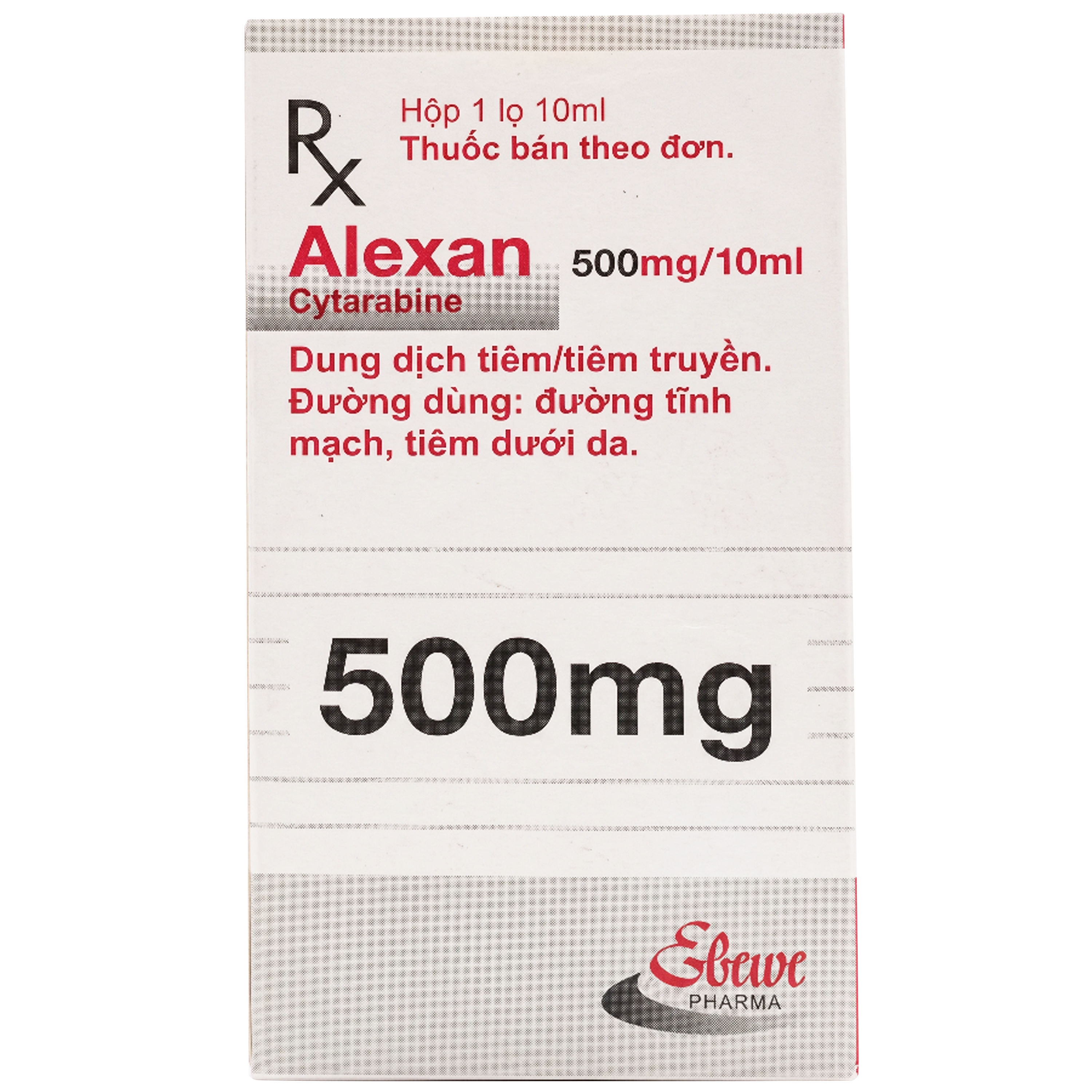 Hình ảnh Dung dịch tiêm Alexan 500mg điều trị bệnh bạch cầu dòng tủy cấp tính (Hộp 10ml)