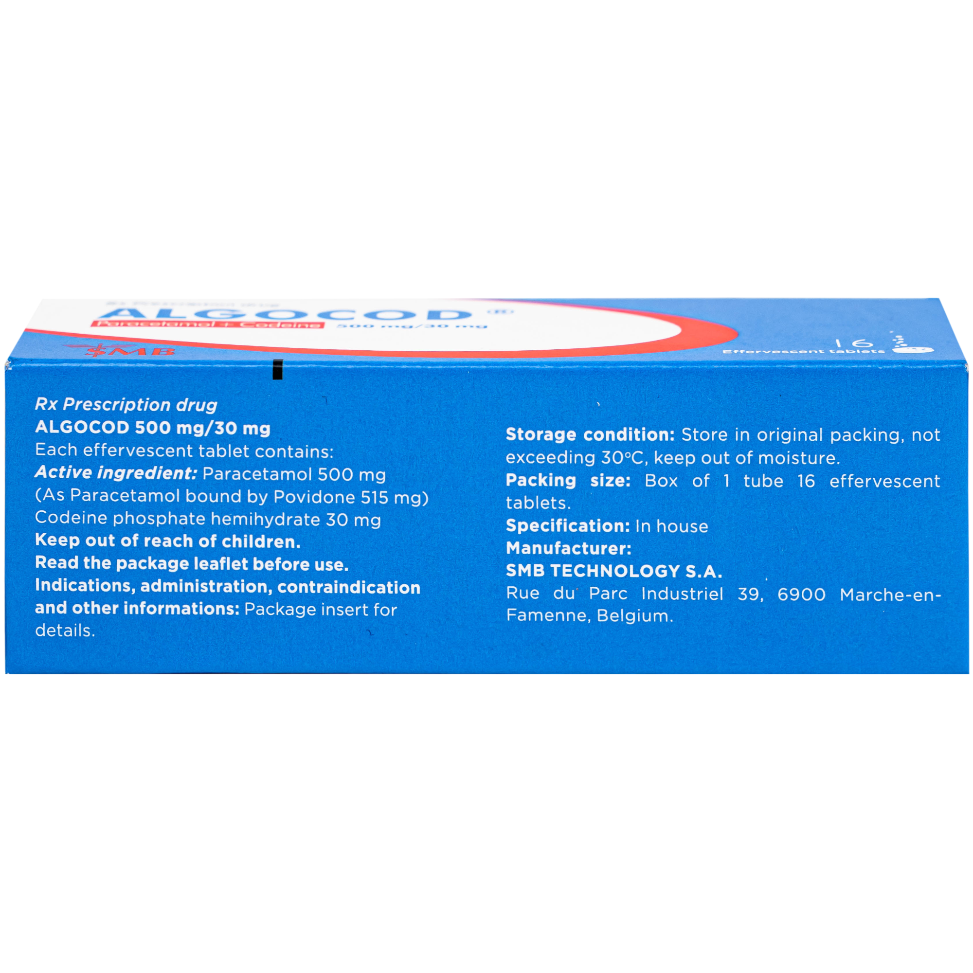 Hình ảnh Viên sủi Algocod Codeine 500mg/30mg SMB giảm đau cấp tính ở mức độ trung bình (1 tuýp x 16 viên)