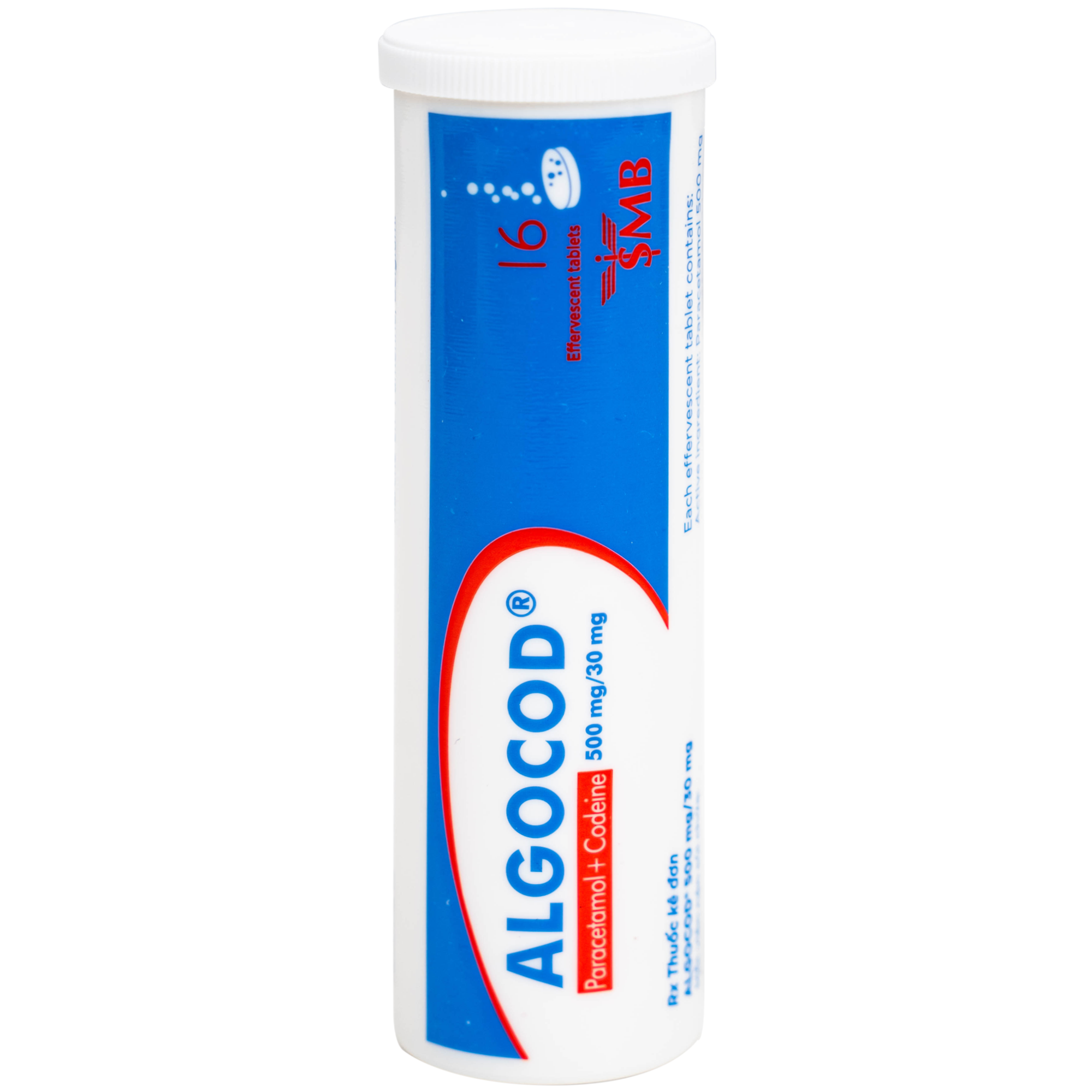 Hình ảnh Viên sủi Algocod Codeine 500mg/30mg SMB giảm đau cấp tính ở mức độ trung bình (1 tuýp x 16 viên)