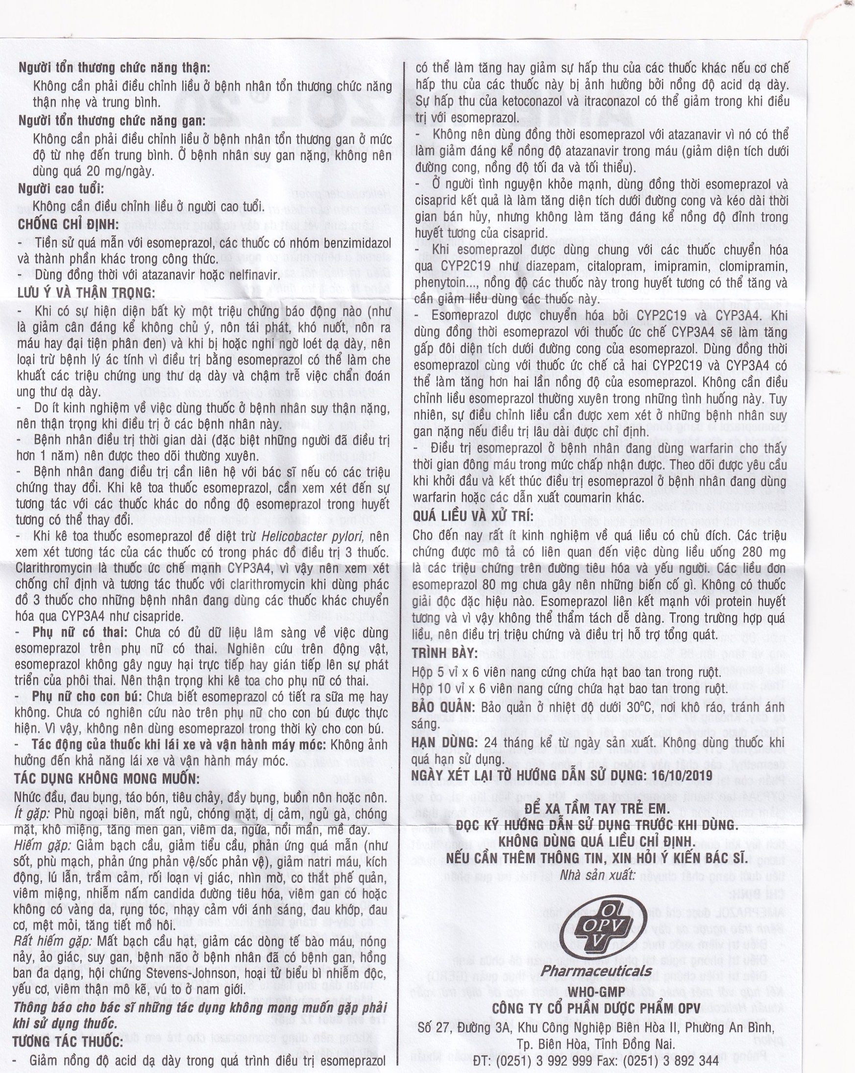 Hình ảnh Thuốc AmePrazol 20mg OPV điều trị bệnh trào ngược dạ dày thực quản (5 vỉ x 6 viên)