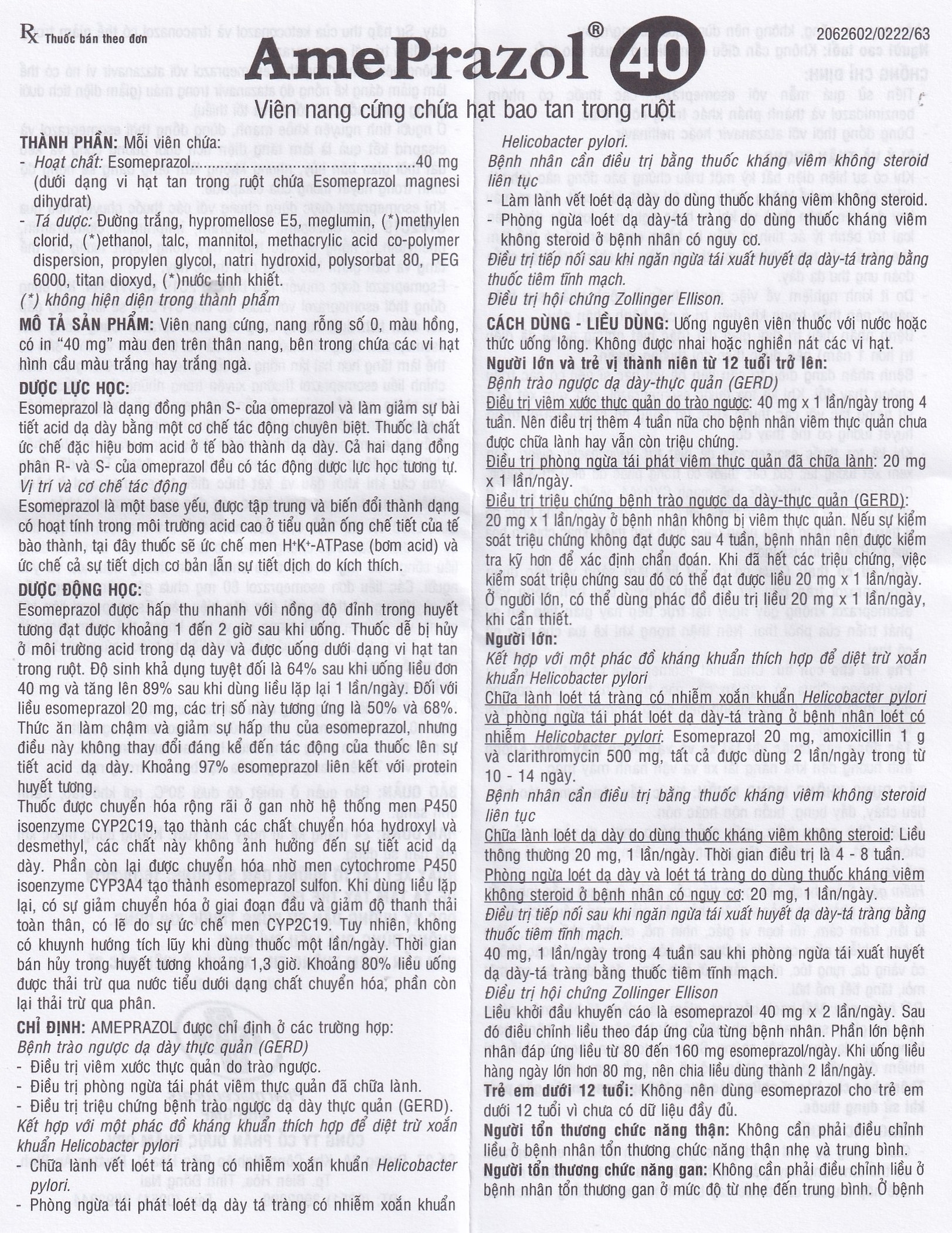 Hình ảnh Thuốc AmePrazol 40mg OPV điều trị bệnh trào ngược dạ dày, thực quản (2 vỉ x 7 viên)