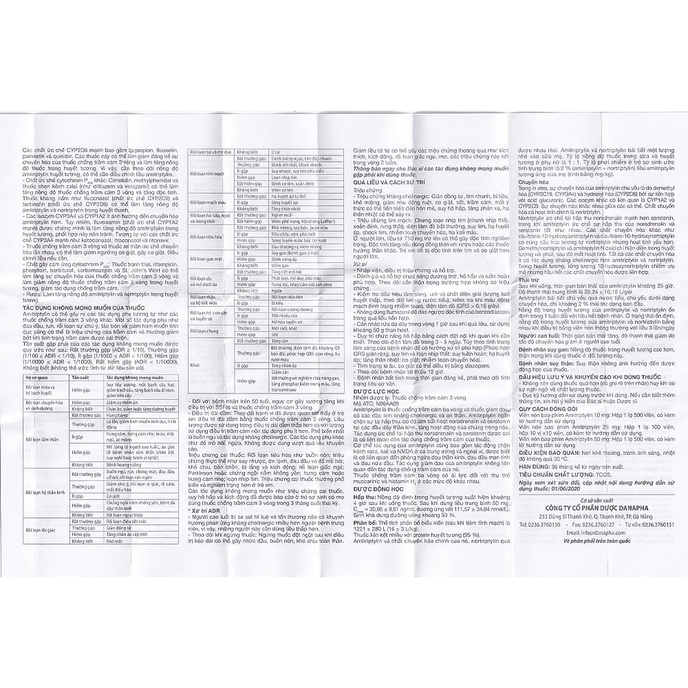 Hình ảnh Thuốc Amitriptylin 25mg Danapha điều trị trầm cảm (100 viên)
