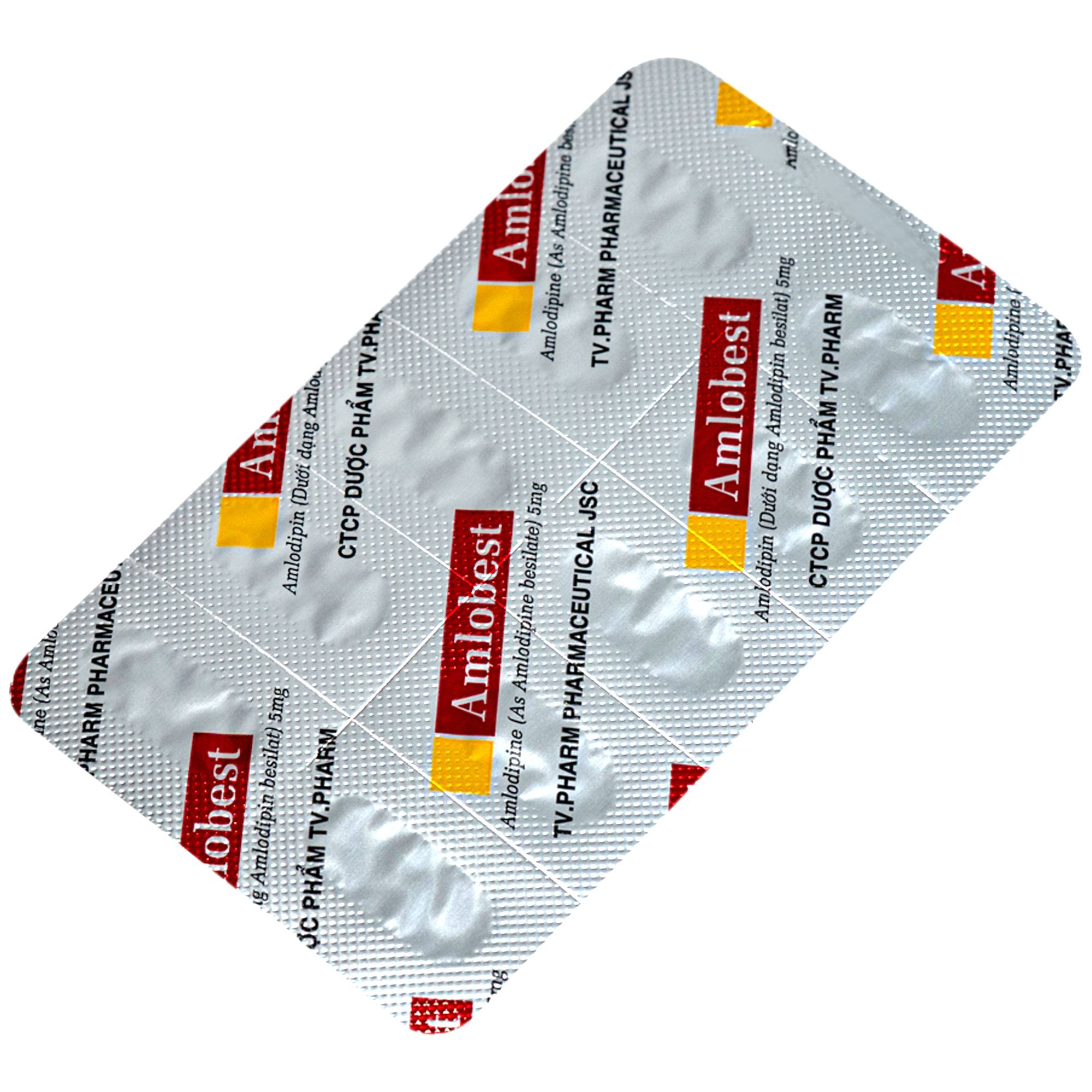 Hình ảnh Thuốc Amlobest 5mg TV.Pharm điều trị tăng huyết áp và dự phòng đau thắt ngực ổn định (10 vỉ x 10 viên)