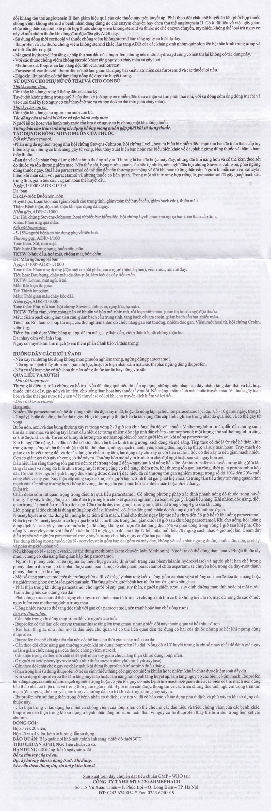 Hình ảnh Thuốc Aphaxan Armephaco giảm đau, chống viêm (5 vỉ x 20 viên)