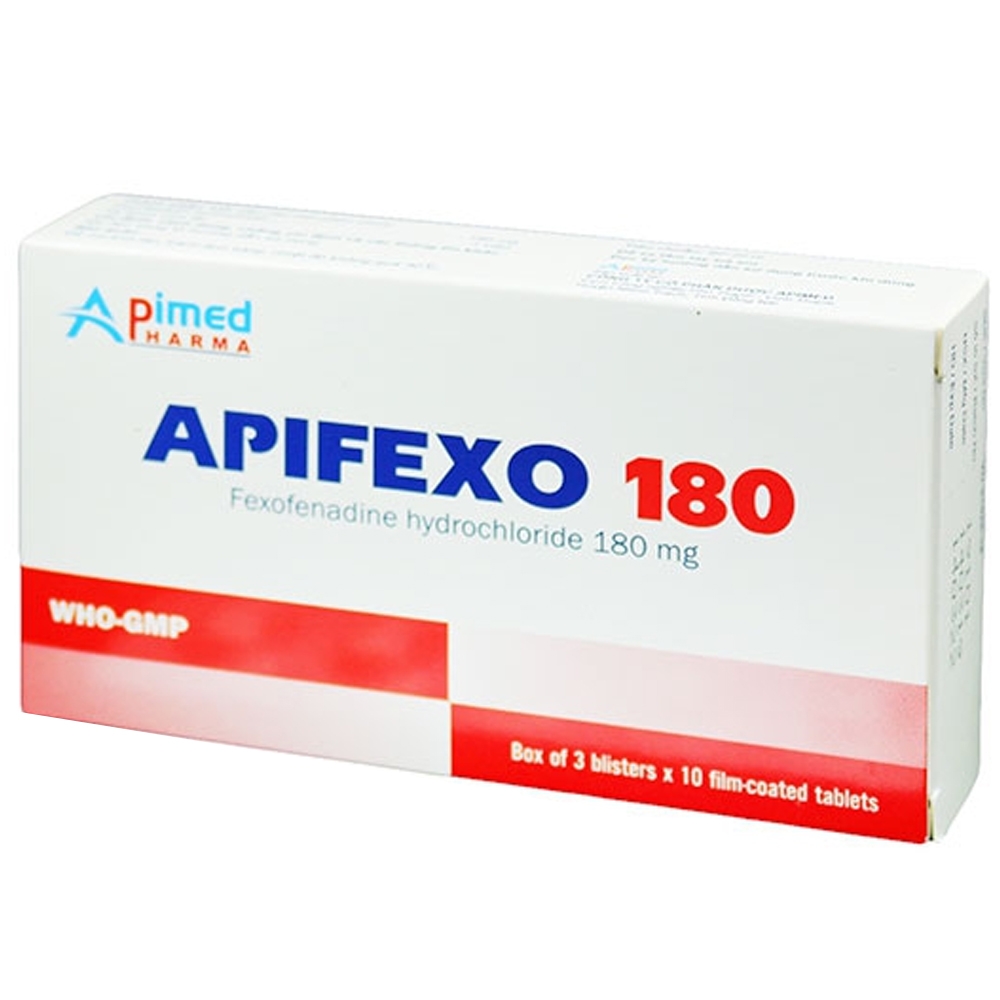 Hình ảnh Thuốc Apifexo 180 Apimed giảm viêm mũi dị ứng theo mùa, nổi mề đay (3 vỉ x 10 viên)