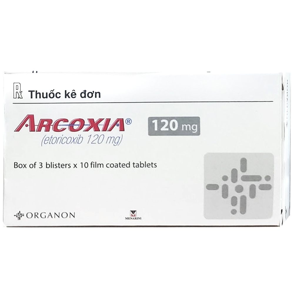 Hình ảnh Thuốc Arcoxia 120mg Organon điều trị cấp tính và mãn tính thoái hoá khớp và viêm khớp dạng thấp (3 vỉ x 10 viên)