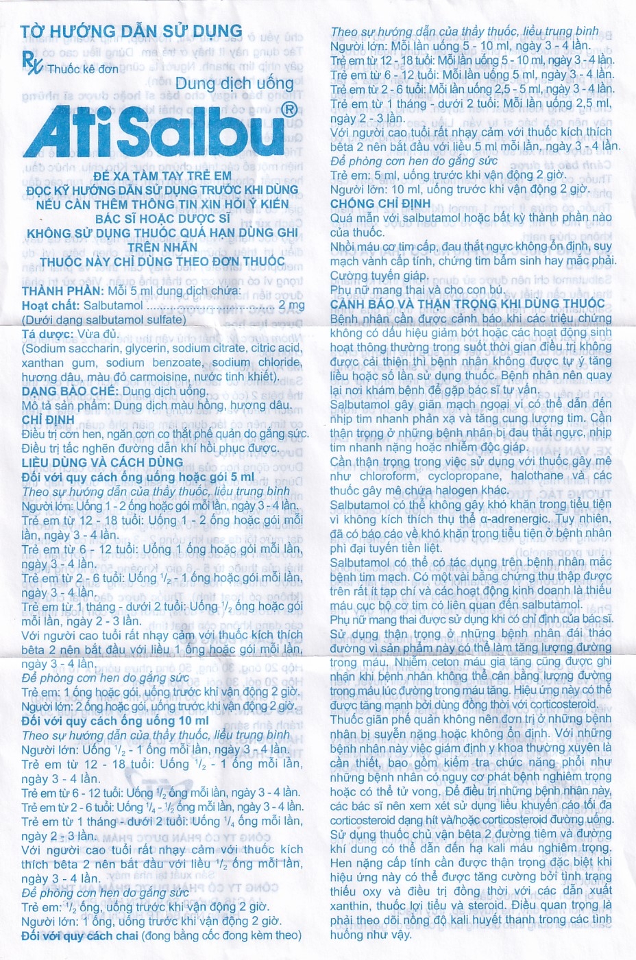 Hình ảnh Dung dịch uống Atisalbu 5ml An Thiên điều trị co thắt phế quản do hen, viêm phế quản mãn tính (30 gói)
