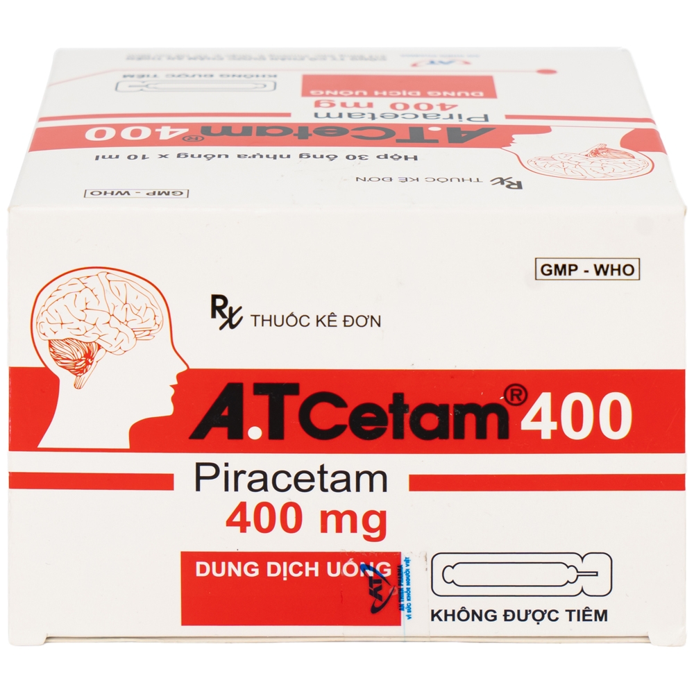 Hình ảnh Thuốc A.T Cetam 400 An Thiên điều trị chóng mặt, giật rung cơ, thiếu máu não, suy giảm nhận thức ở người già (30 ống x 10ml)