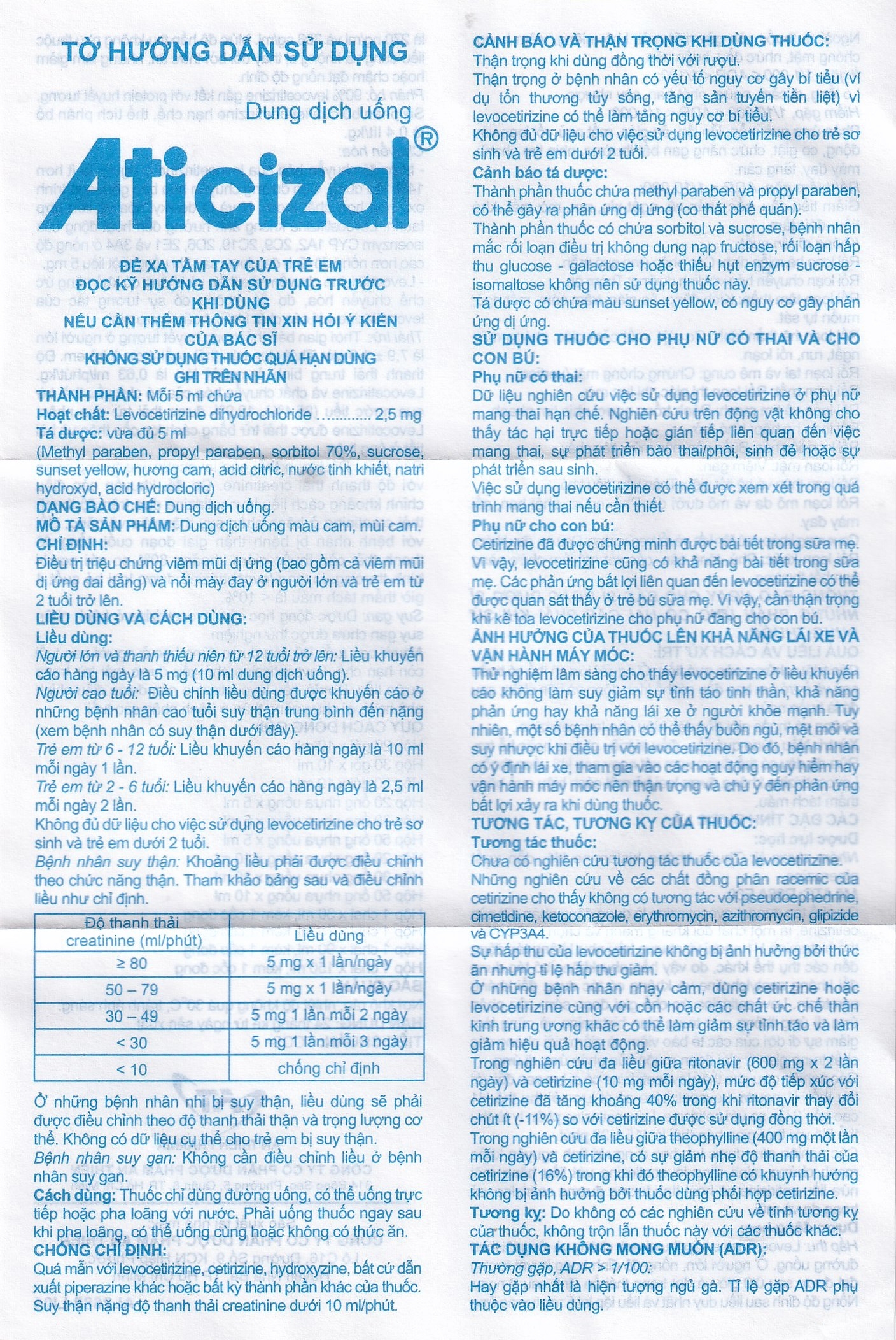 Hình ảnh Dung dịch uống Aticizal 2,5mg/5ml An Thiên điều trị triệu chứng viêm mũi dị ứng (90ml)