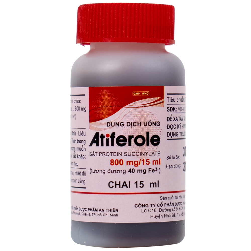 Hình ảnh Dung dịch uống Atiferole 800mg/15ml An Thiên điều trị tình trạng thiếu hụt sắt và thiếu máu