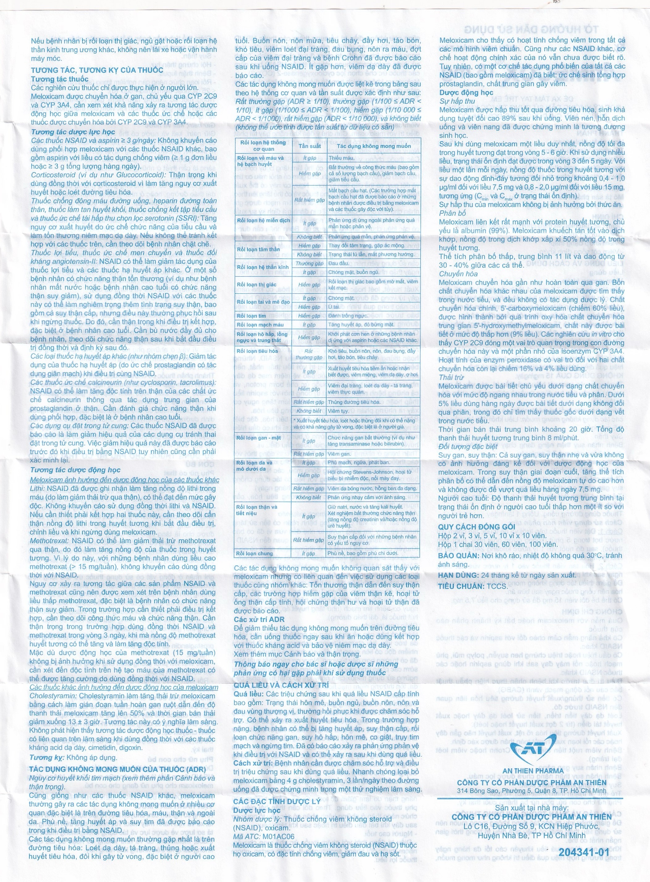 Hình ảnh Thuốc Atimecox 15mg An Thiên giảm các dấu hiệu và triệu chứng của viêm xương khớp (3 vỉ x 10 viên)