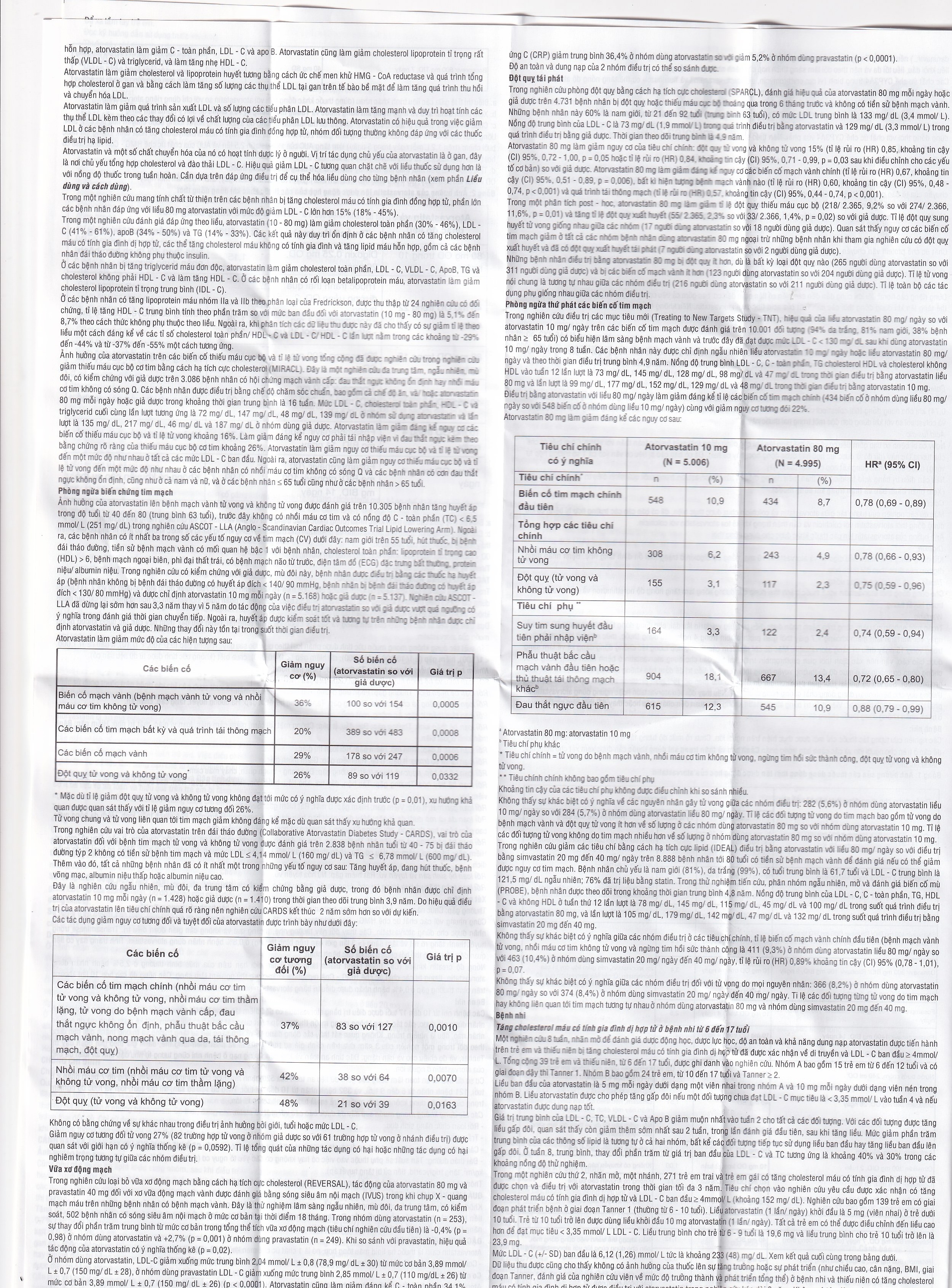 Hình ảnh Thuốc Atorlip 20mg DHG điều trị tăng cholesterol toàn phần và LDL-cholesterol (3 vỉ x 10 viên)