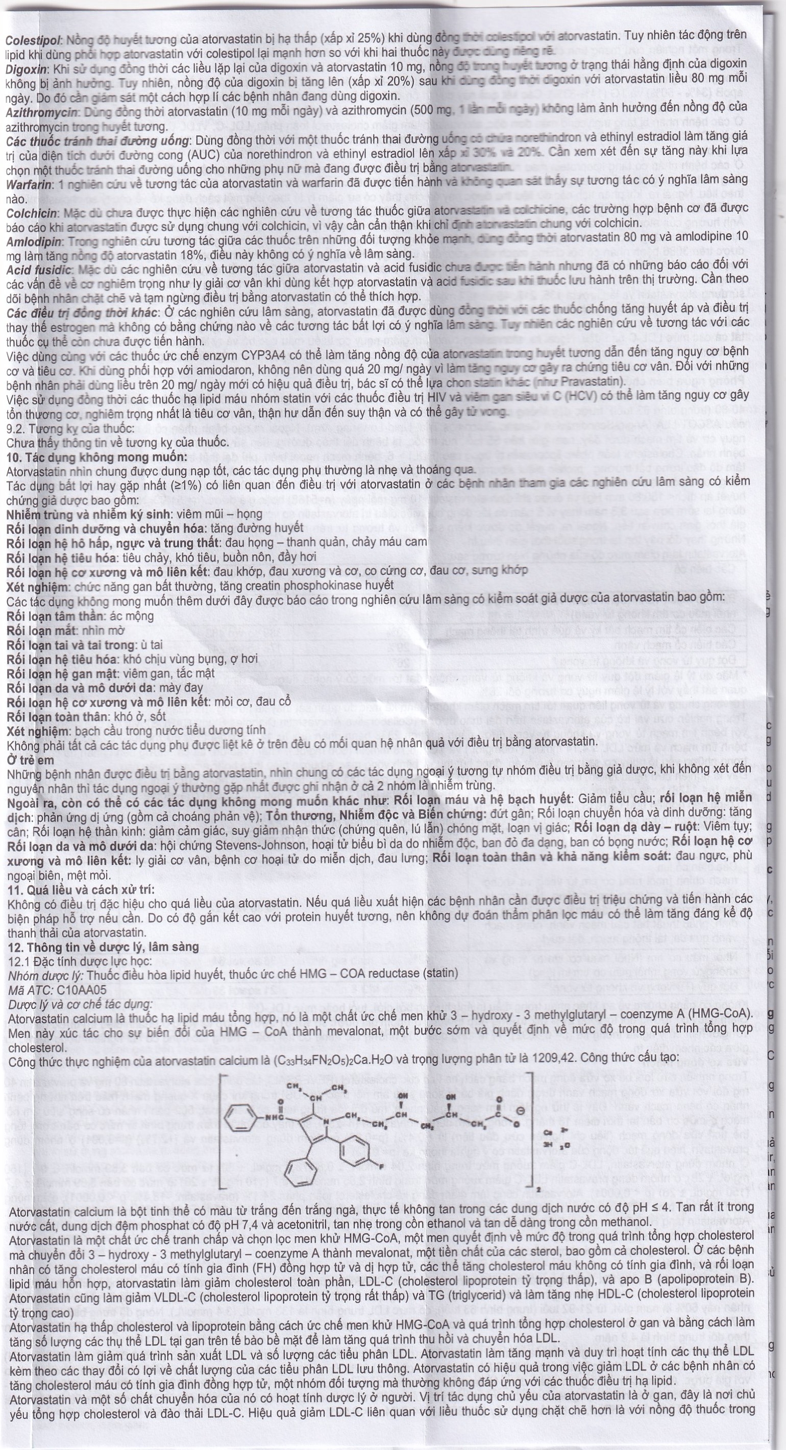 Hình ảnh Thuốc Atorlog 20mg Bidiphar điều trị tăng cholesterol toàn phần và LDL-cholesterol (3 vỉ x 10 viên)