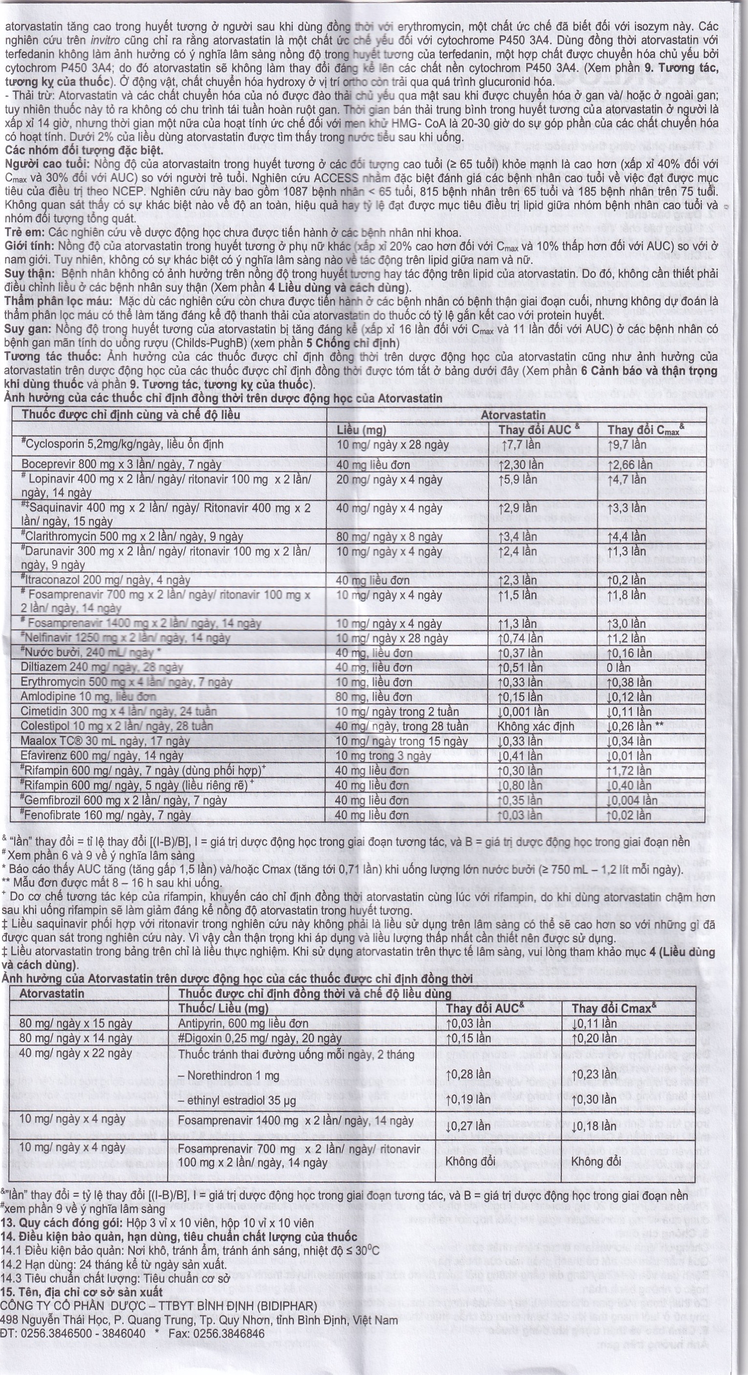 Hình ảnh Thuốc Atorlog 20mg Bidiphar điều trị tăng cholesterol toàn phần và LDL-cholesterol (3 vỉ x 10 viên)