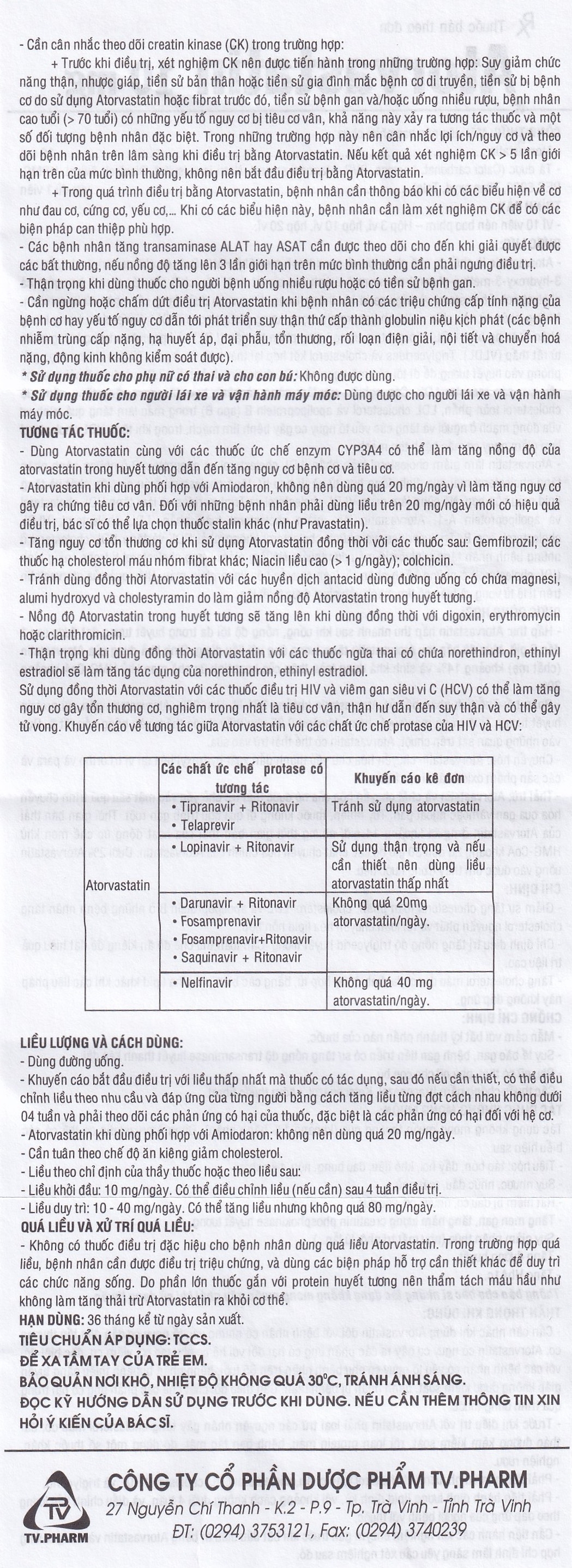 Hình ảnh Thuốc Atorvastatin 10mg TV.Pharm điều trị tăng cholesterol toàn phần, LDL-cholesterol (3 vỉ x 10 viên)