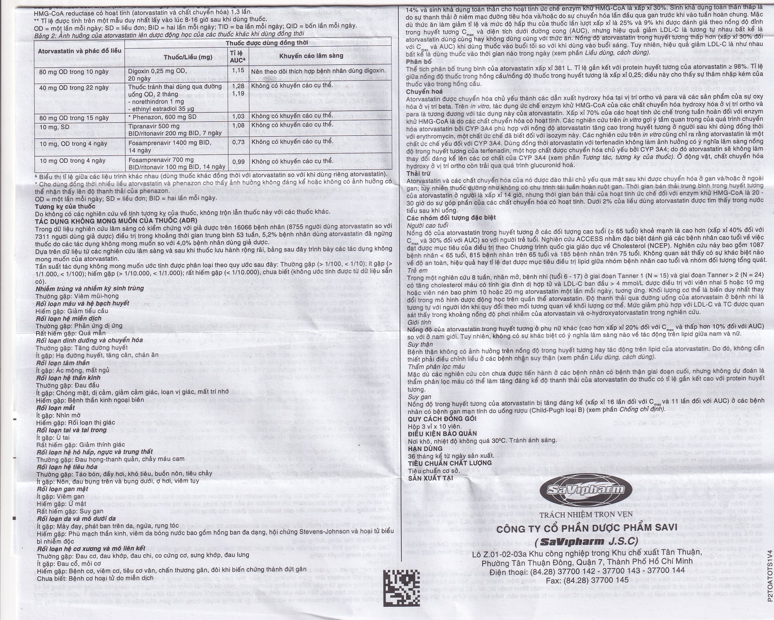 Hình ảnh Thuốc Atorvastatin 40mg Savi điều trị rối loạn lipid máu, mỡ máu, cholesterol máu cao (3 vỉ x 10 viên)