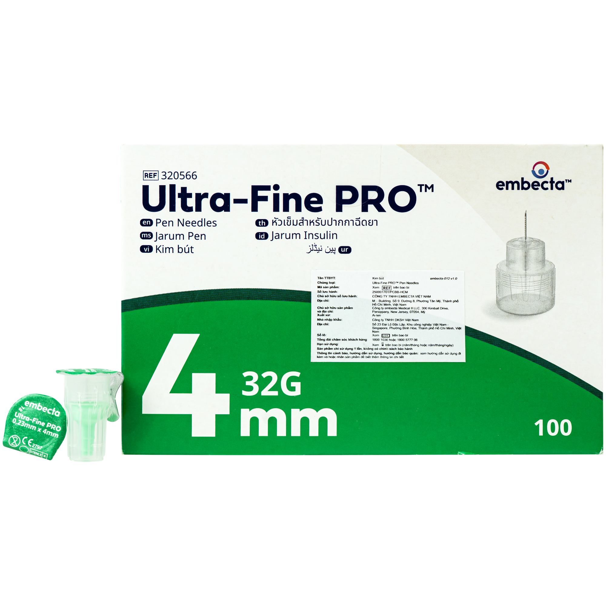 Hình ảnh Đầu kim Tiểu Đường 32Gx4Mm Bd Ultra-Fine Pro Embecta (Hộp 100 Cái)