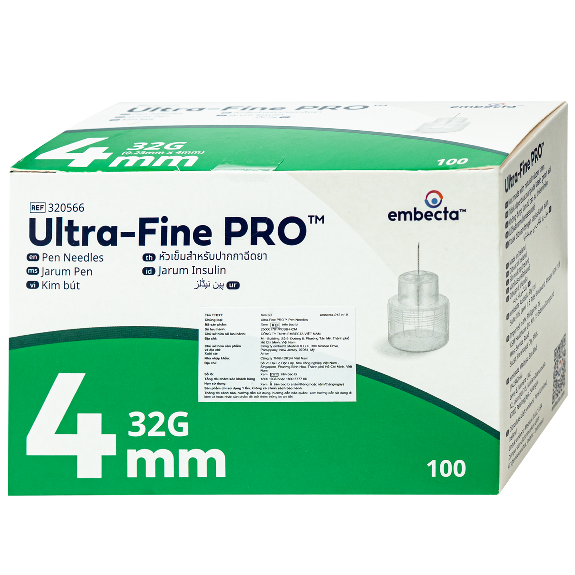 Hình ảnh Đầu kim Tiểu Đường 32Gx4Mm Bd Ultra-Fine Pro Embecta (Hộp 100 Cái)