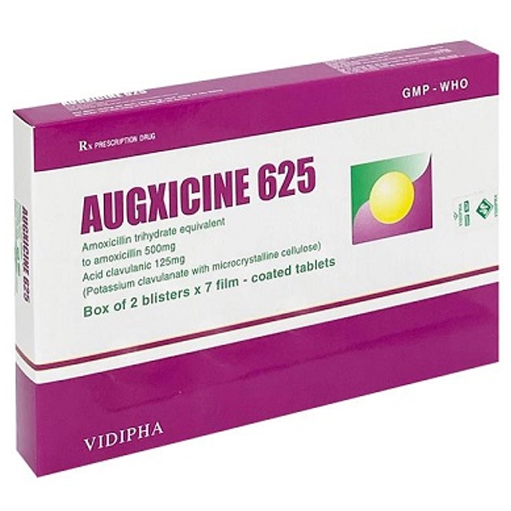 Hình ảnh Thuốc Augxicine 625 Vidipha điều trị nhiễm khuẩn do vi khuẩn nhạy cảm (10 vỉ x 10 viên)