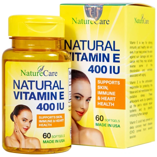 Hình ảnh Thực phẩm bảo vệ sức khỏe Natural Vitamin E 400 IU giúp cải thiện sức khỏe da và phục hồi da (60 viên)